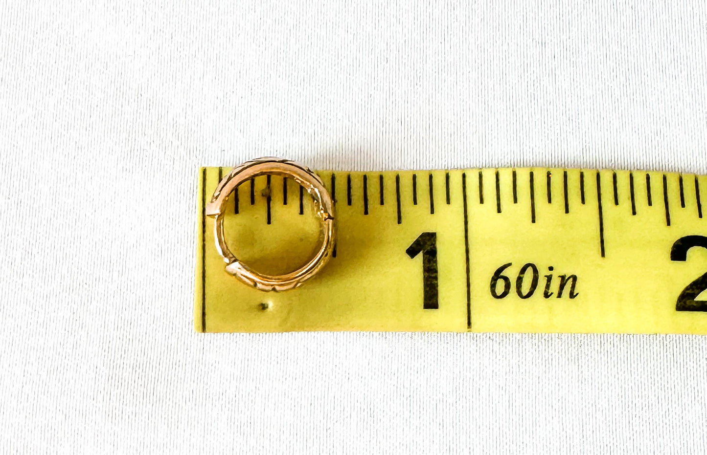 Vintage 9K 375 Rose Gold Floral Etched Mini Huggie Hoop Earrings, Roughly 4mm, Roughly .25", Unique Simple Minimalist Earrings