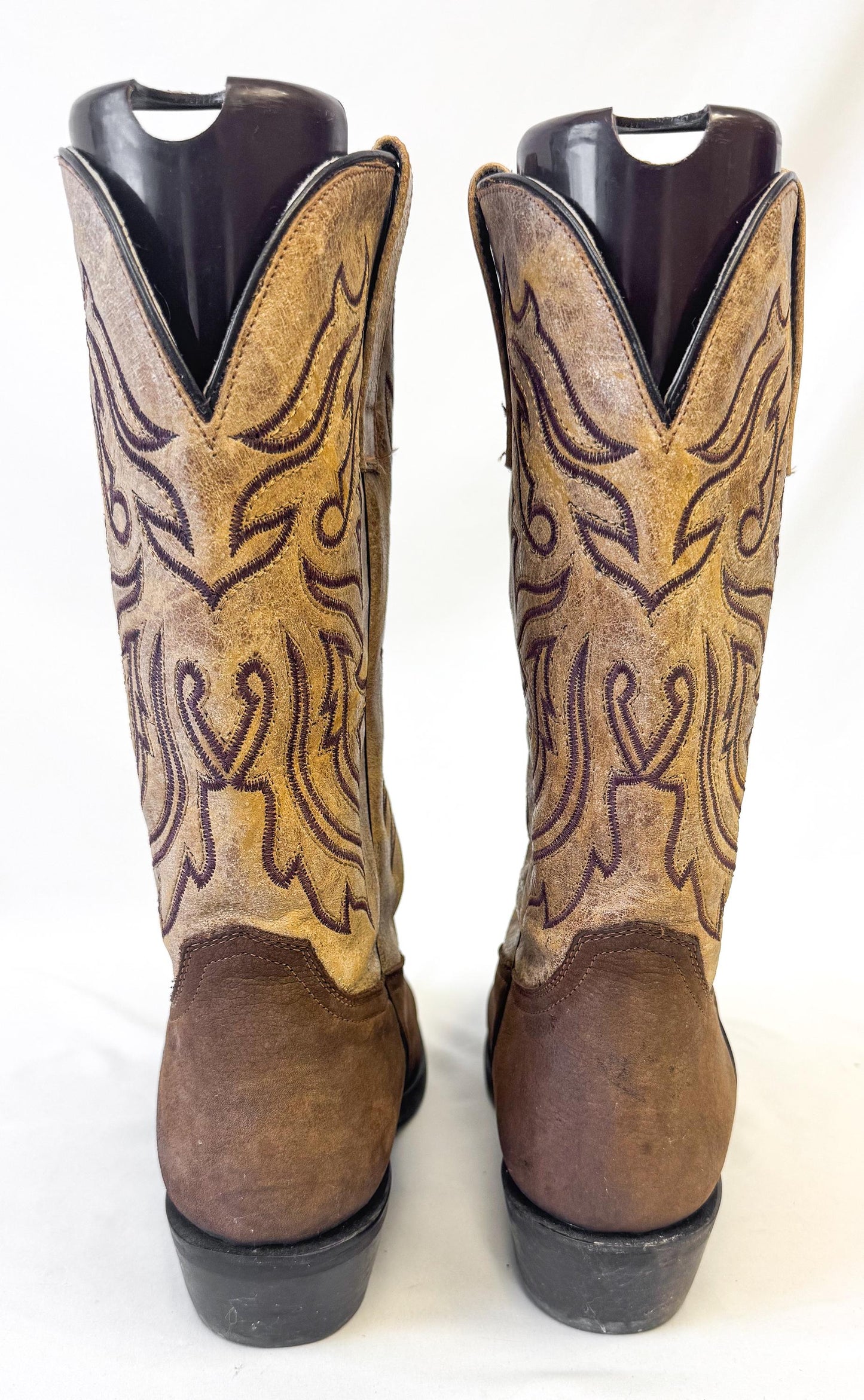 Masterson Boot Company Two Toned Brown Leather Cowboy Boots, Men's Sz. 11D