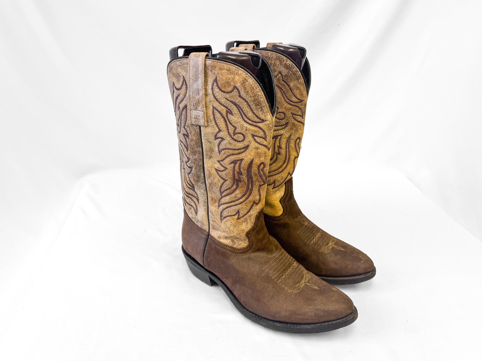 Masterson Boot Company Two Toned Brown Leather Cowboy Boots, Men's Sz. 11D