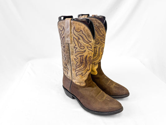 Masterson Boot Company Two Toned Brown Leather Cowboy Boots, Men's Sz. 11D