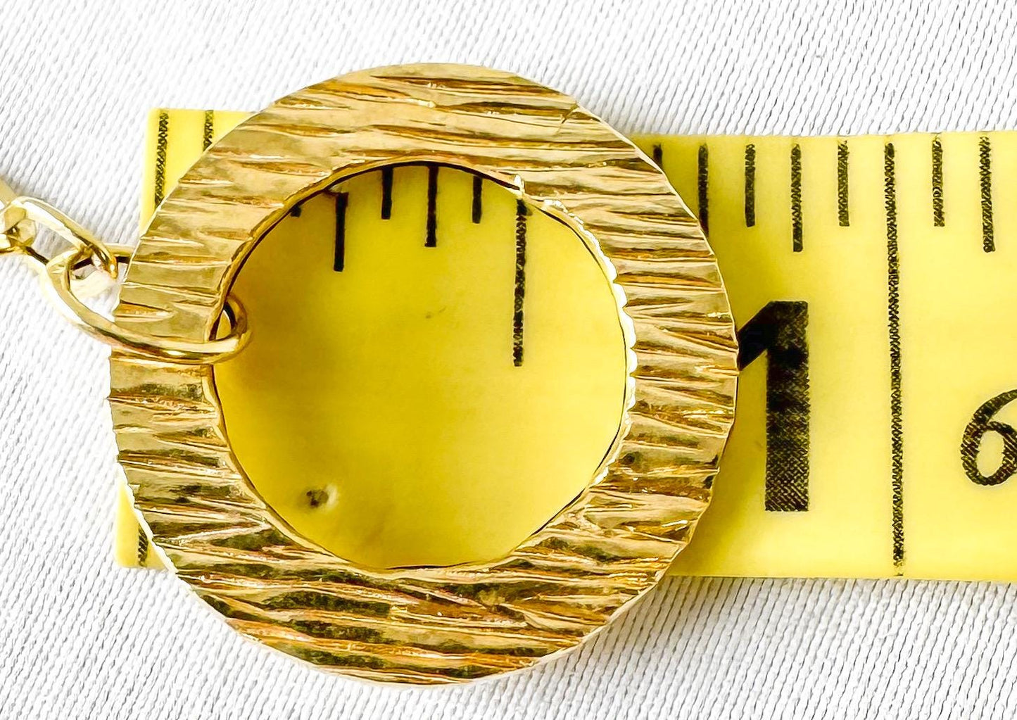 Vintage 14K Italy Yellow Gold Hollow Textured Circle Chain Dangle Stud Earrings, Lightweight Unique Retro Simple Minimalist Earrings