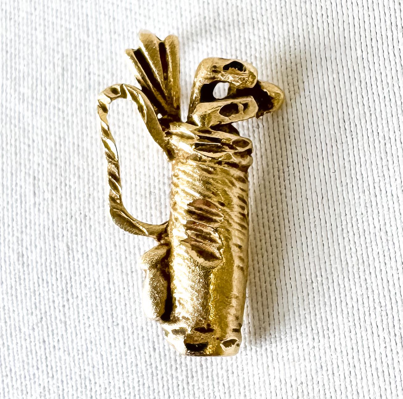 Vintage 14K Yellow Gold Michael Anthony Golf Bag with Clubs Pendant