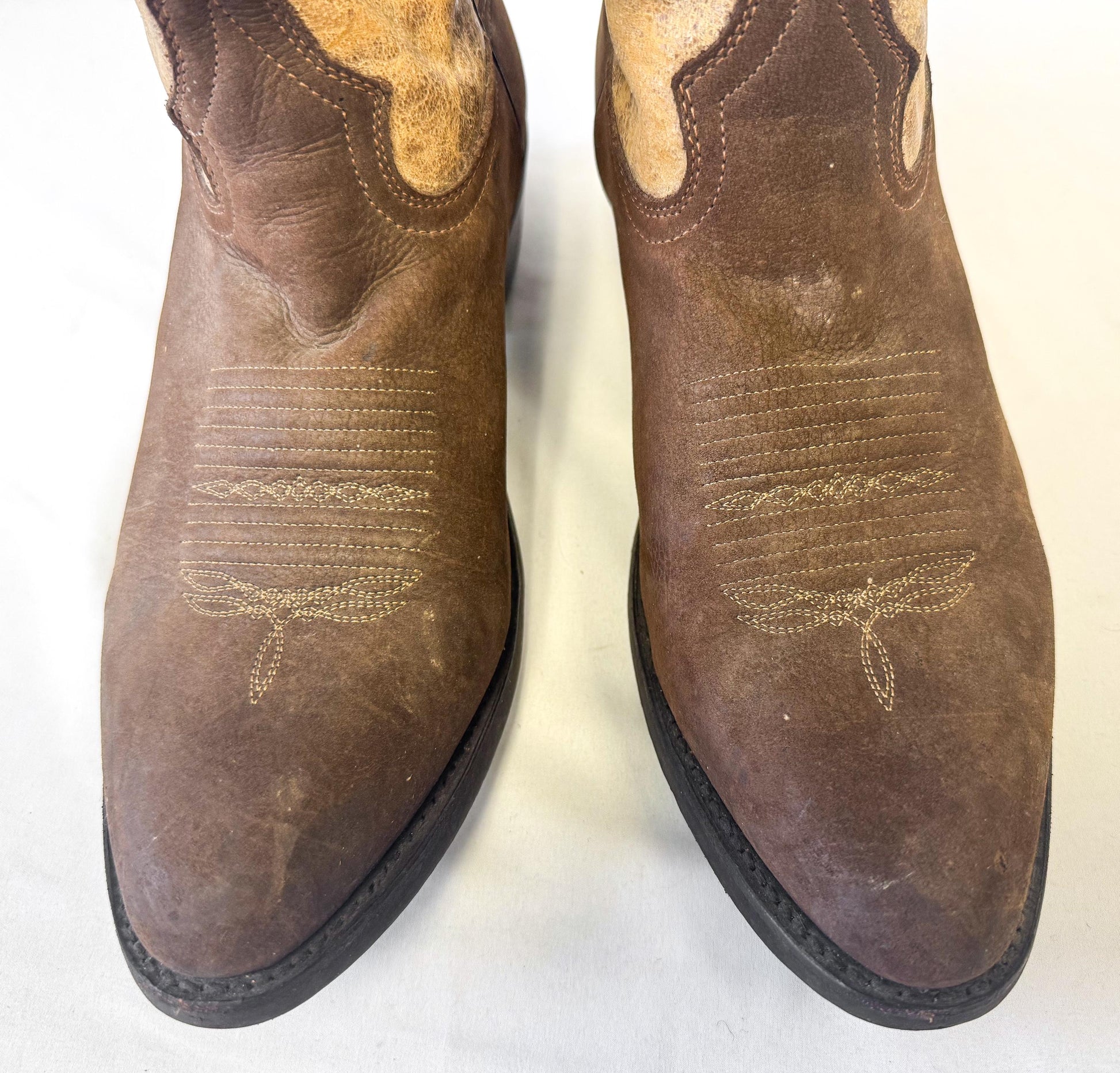 Masterson Boot Company Two Toned Brown Leather Cowboy Boots, Men's Sz. 11D