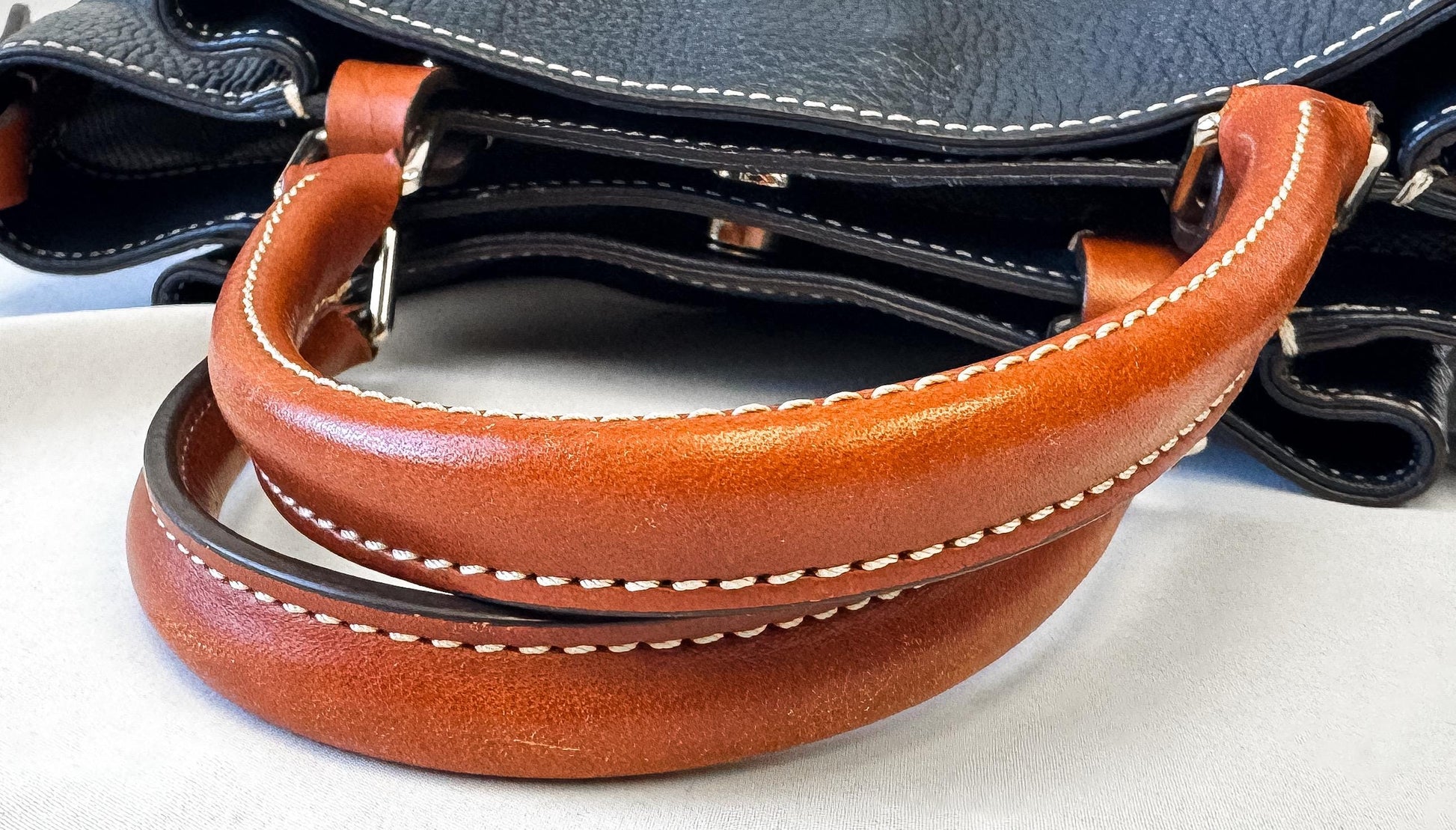 Dooney and Bourke Breanna Navy Pebbled Leather Satchel with Detachable Crossbody Strap