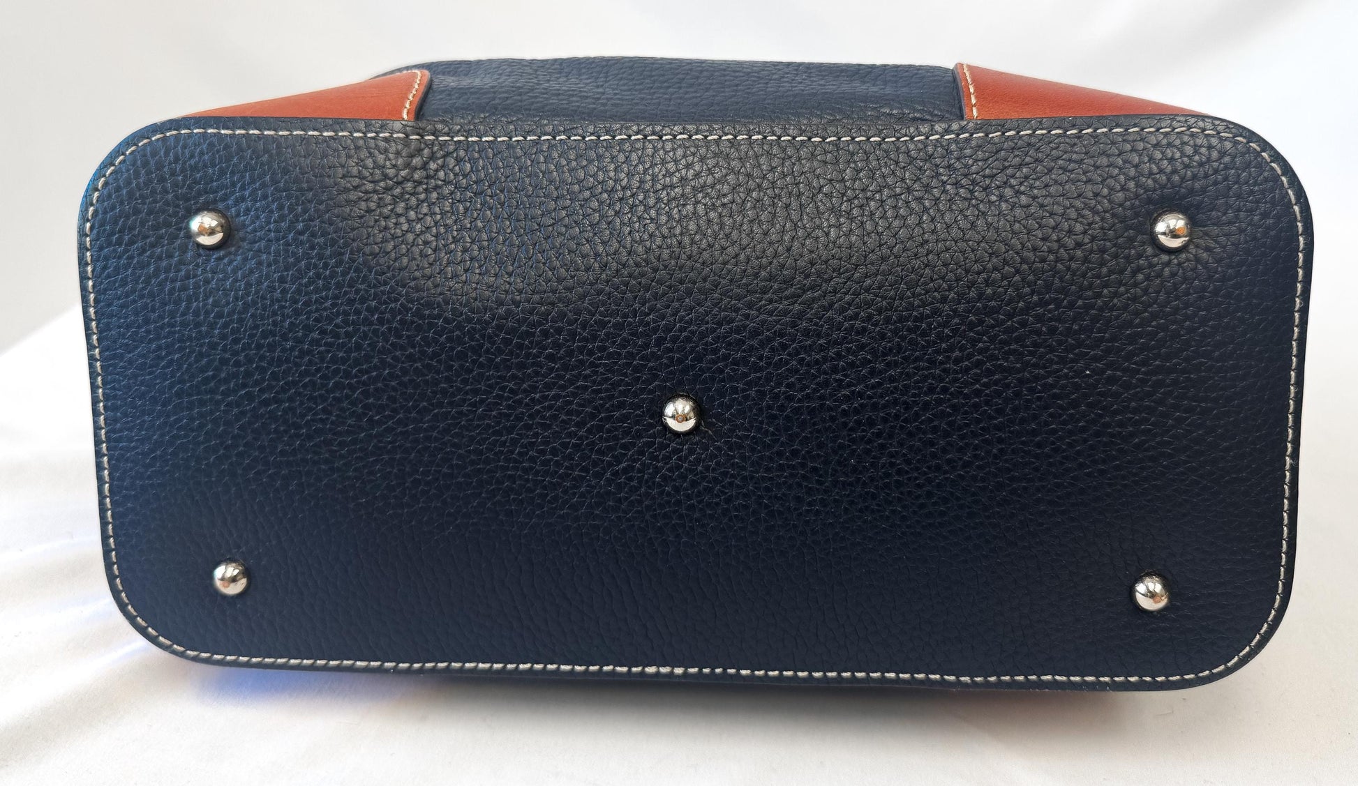 Dooney and Bourke Breanna Navy Pebbled Leather Satchel with Detachable Crossbody Strap
