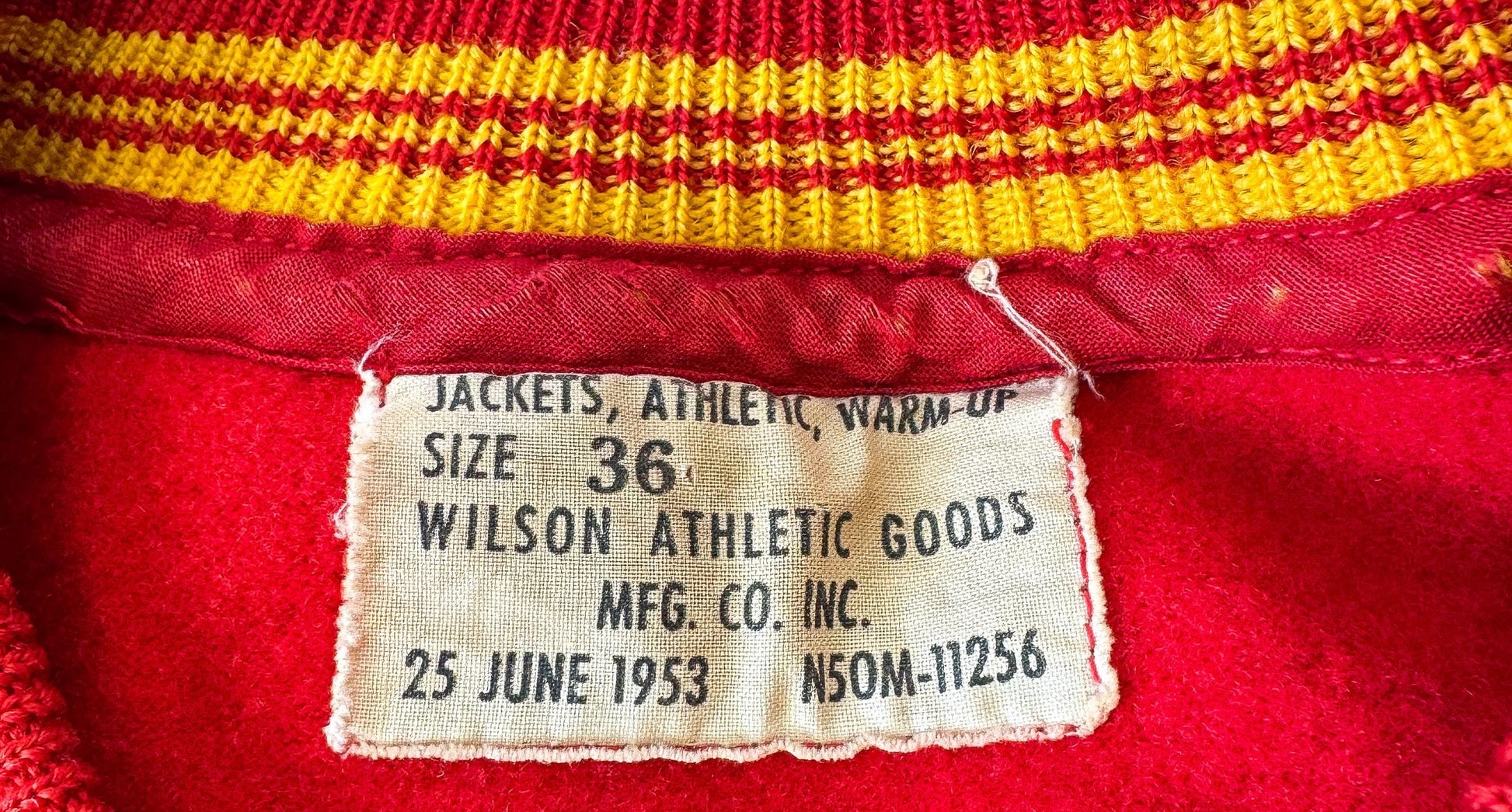 Vintage 50s Wilson Red Yellow Wool Button Up Sweater, Approx. Men's Sz. M/L