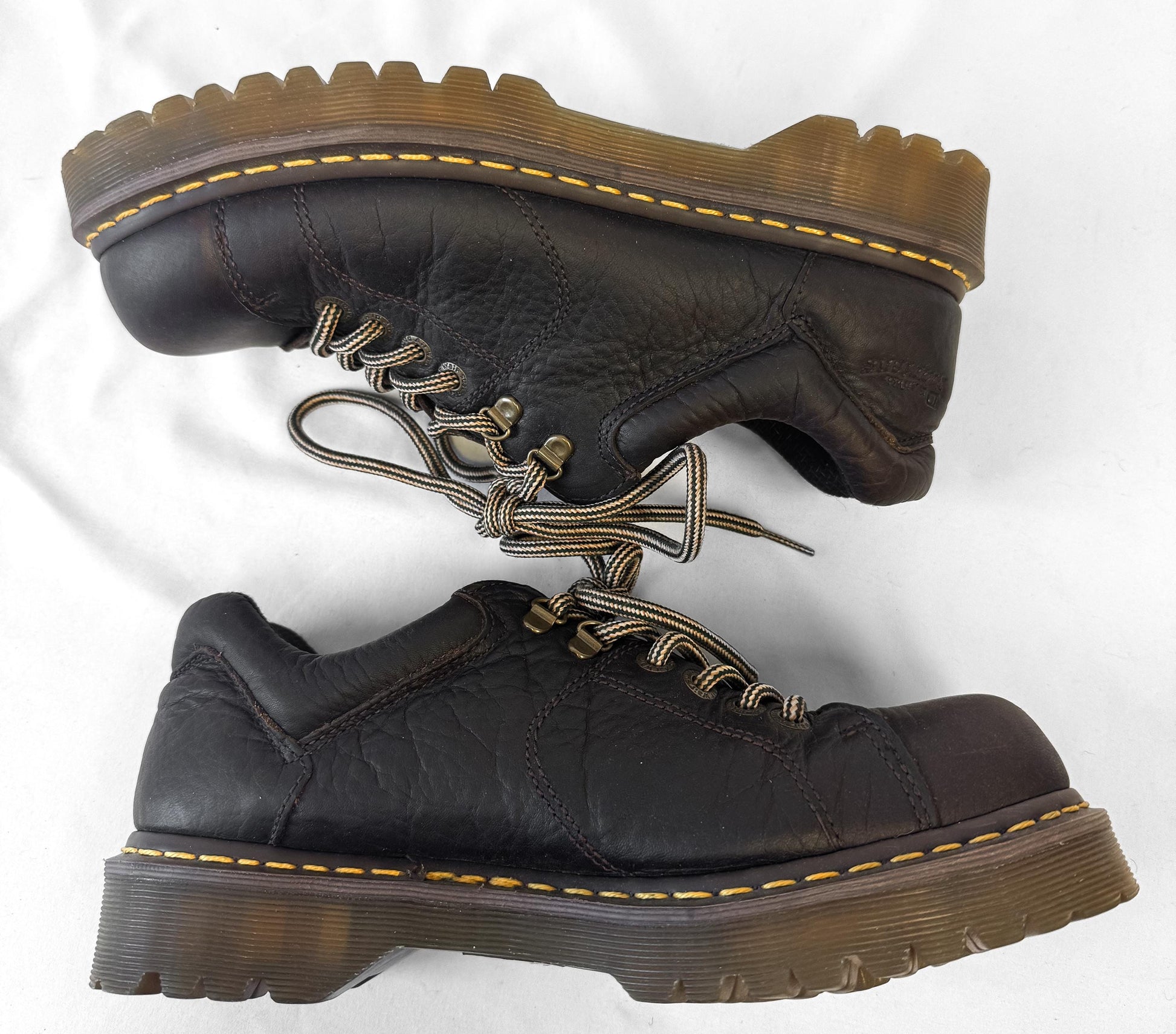 Vintage Dr. Martens Grizzly 10940 Brown Leather Lace Up Chunky Loafers, Women's Sz. 11, Men's Sz. 10, Preppy Academia Style Shoes