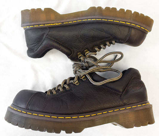 Vintage Dr. Martens Grizzly 10940 Brown Leather Lace Up Chunky Loafers, Women's Sz. 11, Men's Sz. 10, Preppy Academia Style Shoes