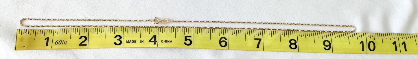 Vintage 14K Italy Yellow Gold Box Chain Necklace, Roughly 19.5", Roughly 1mm, Simple Dainty Everyday Minimalist Chain