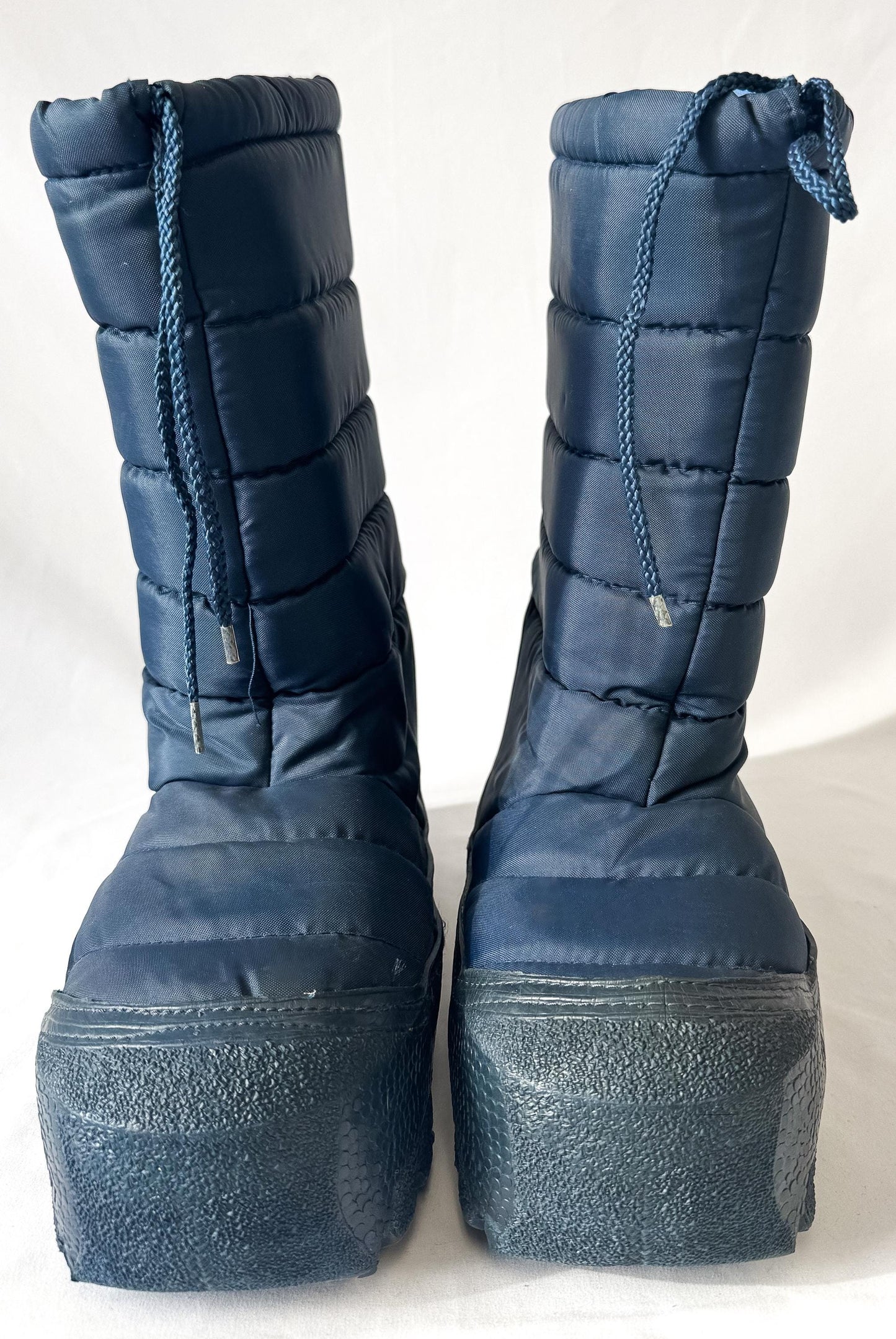 Vintage Navy Blue Moon Boots Platform Snow Ski Boots, Approx. Men's Sz. 10
