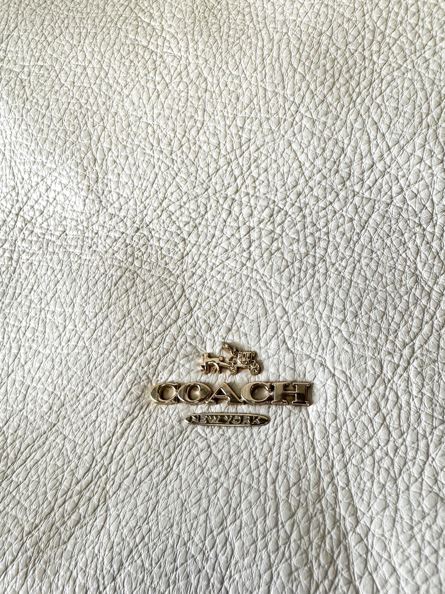 Modern Coach Town Tote Chalk White/Cream Turn Lock Pebbled Leather Shoulder Toten Bag, Style 12184