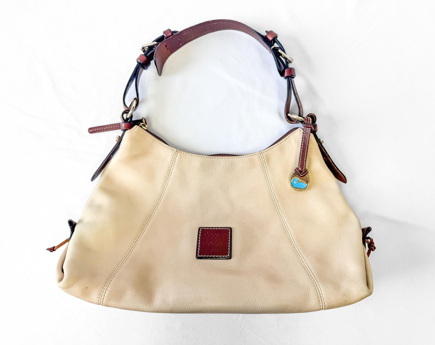 Dooney and Bourke Cream Off-White Hobo Leather Shoulder Bag