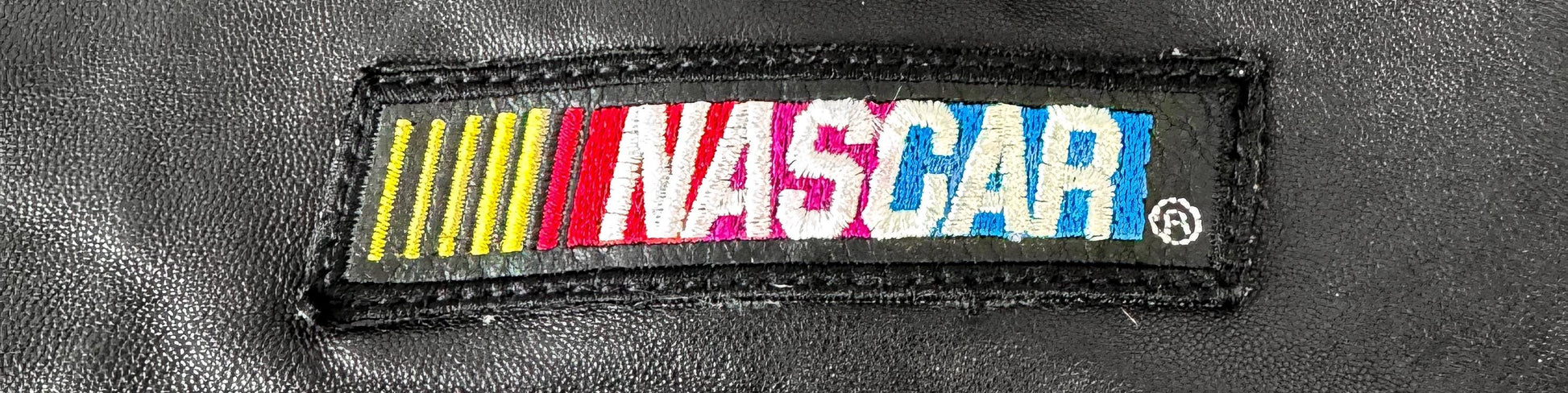 Vintage NASCAR 2000 Embroidered Logo Black Leather Jacket, Approx. Men's Sz. L