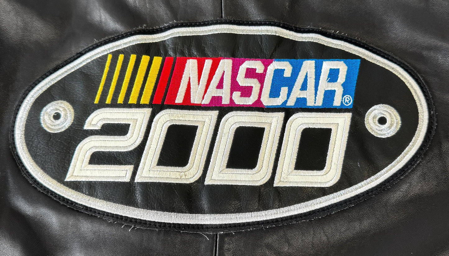 Vintage NASCAR 2000 Embroidered Logo Black Leather Jacket, Approx. Men's Sz. L