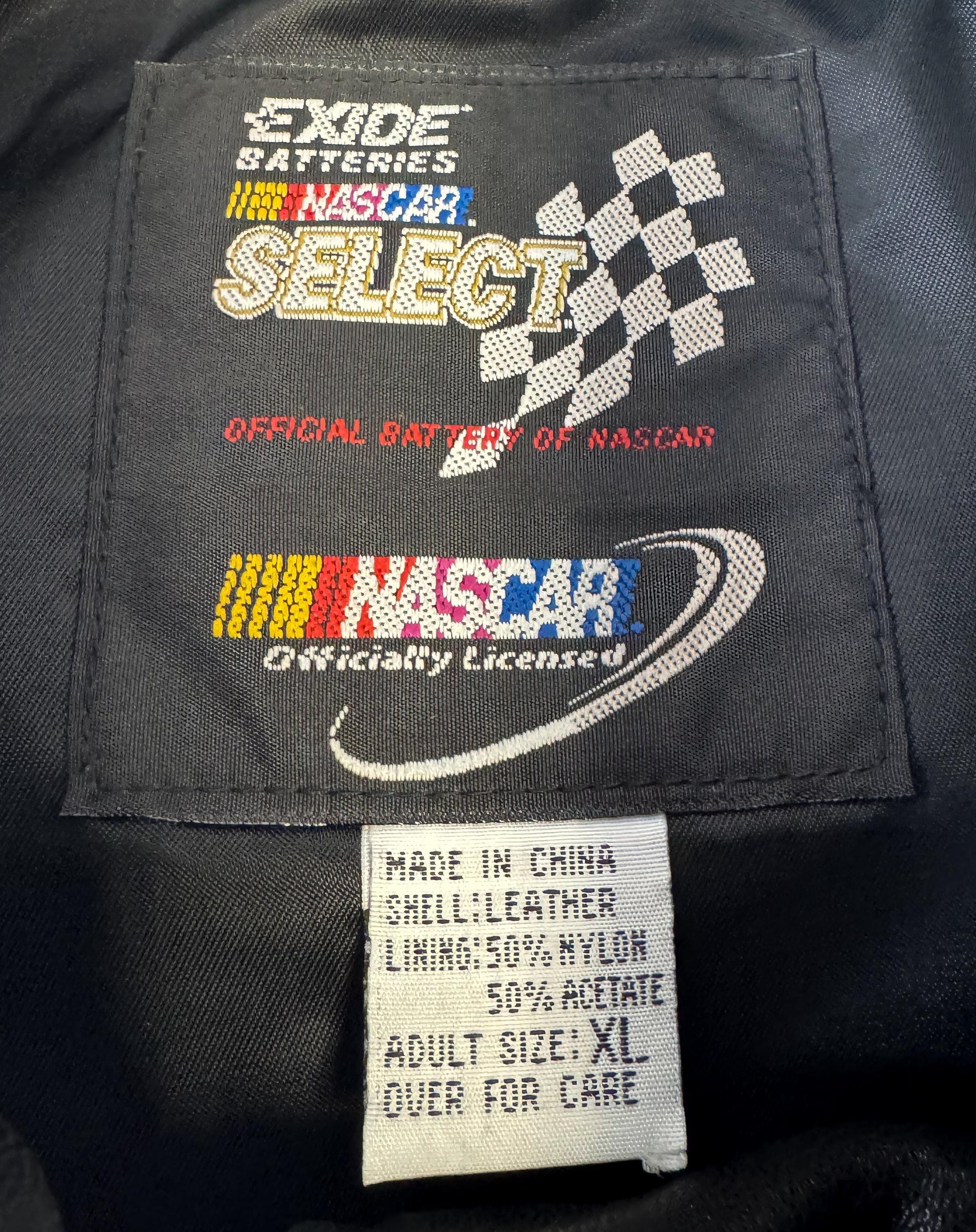 Vintage NASCAR 2000 Embroidered Logo Black Leather Jacket, Approx. Men's Sz. L
