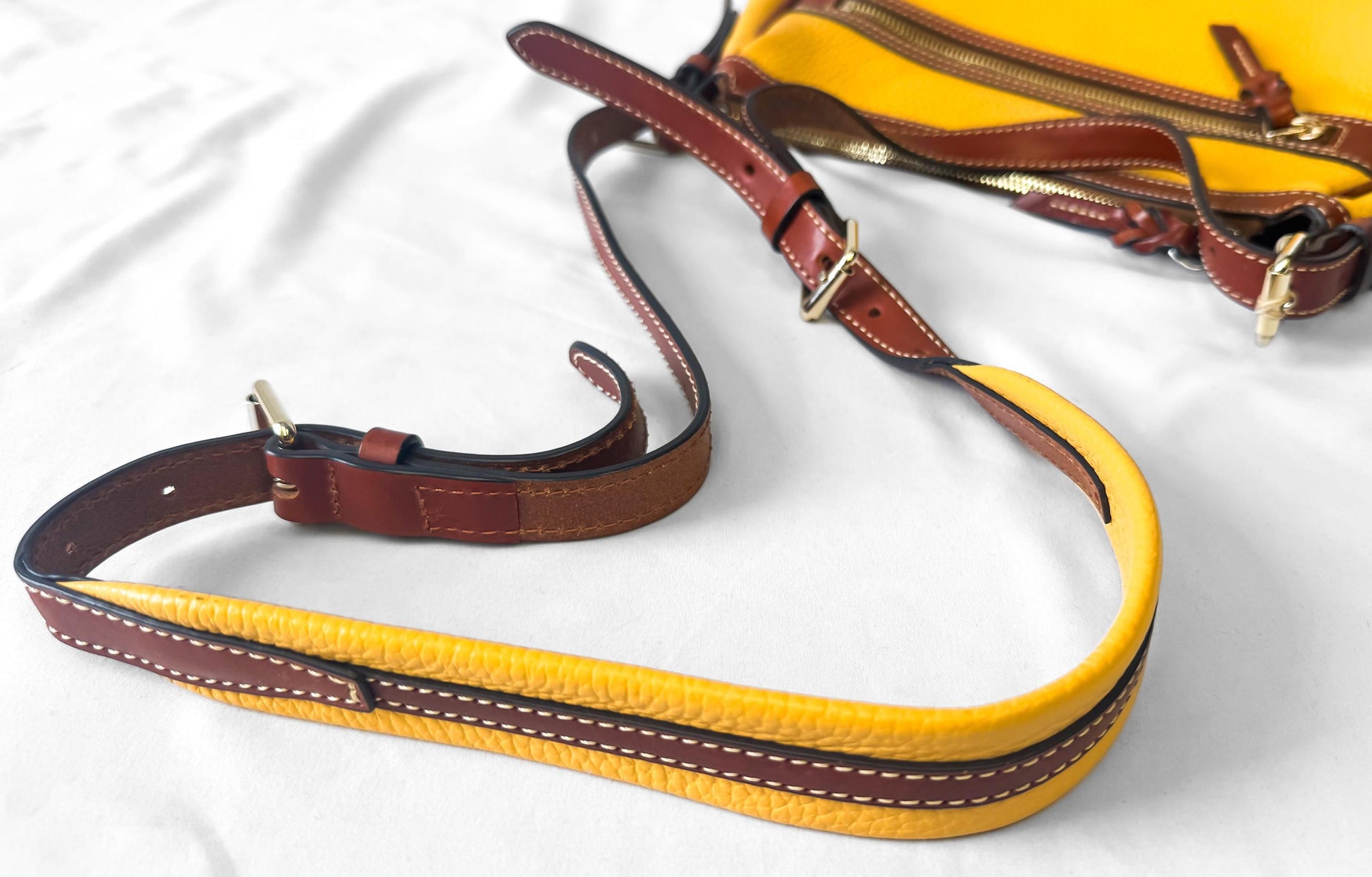 Dooney and Bourke Piper Yellow Pebbled Leather Crossbody Bag