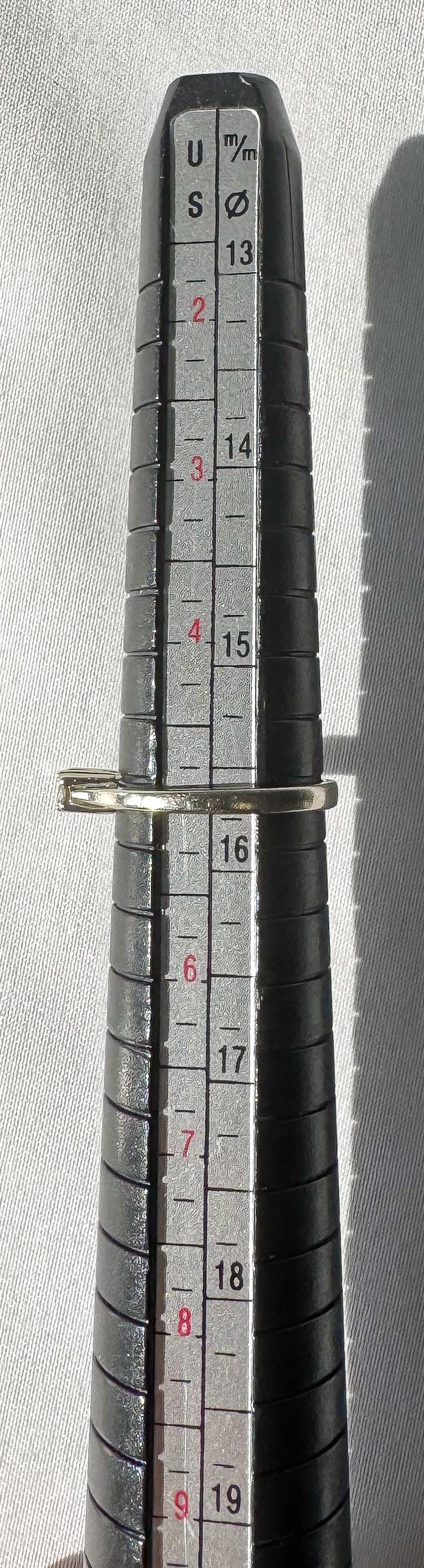 14K White Gold Three Stone Diamond Ring, Sz. 5, Simple Dainty Minimalist Stackable Ring