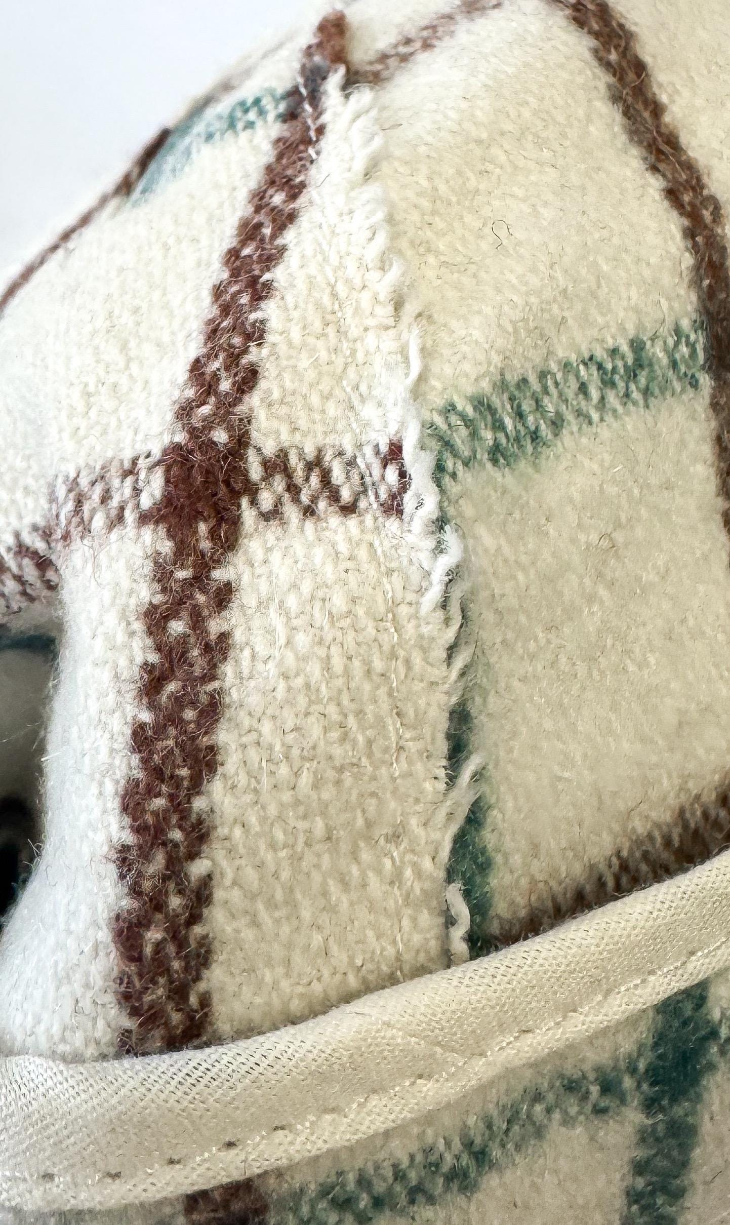 Stormy Kromer Cream Teal Brown Grid Patterned Wool Cap, Sz, 6 1/2