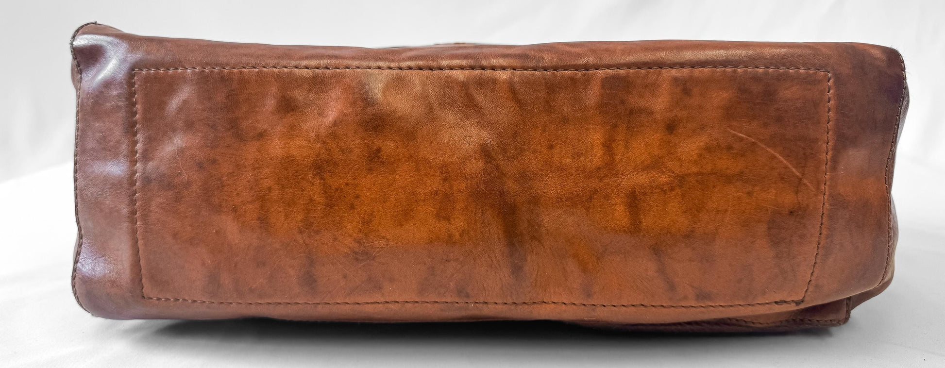 Campomaggi Bauletto Grande Cognac Leather Shoulder Tote Bag with Detachable Crossbody Strap, Vintage Western Boho Handbag