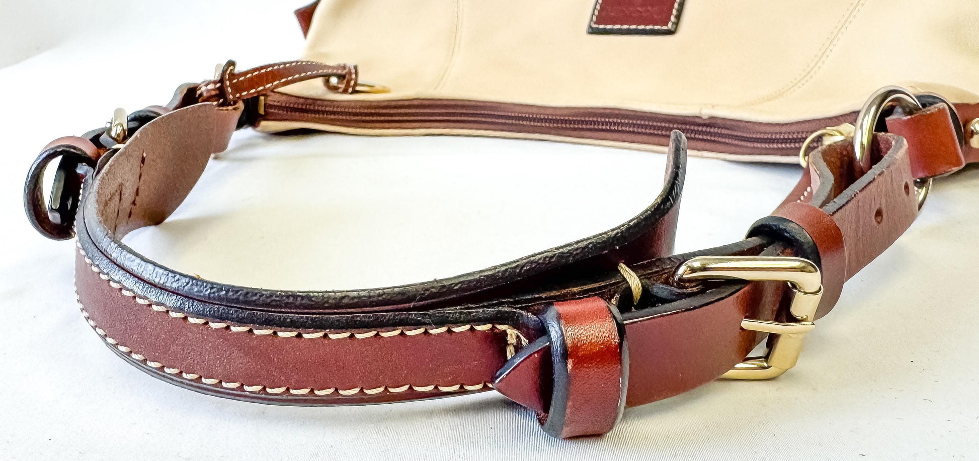 Dooney and Bourke Cream Off-White Hobo Leather Shoulder Bag