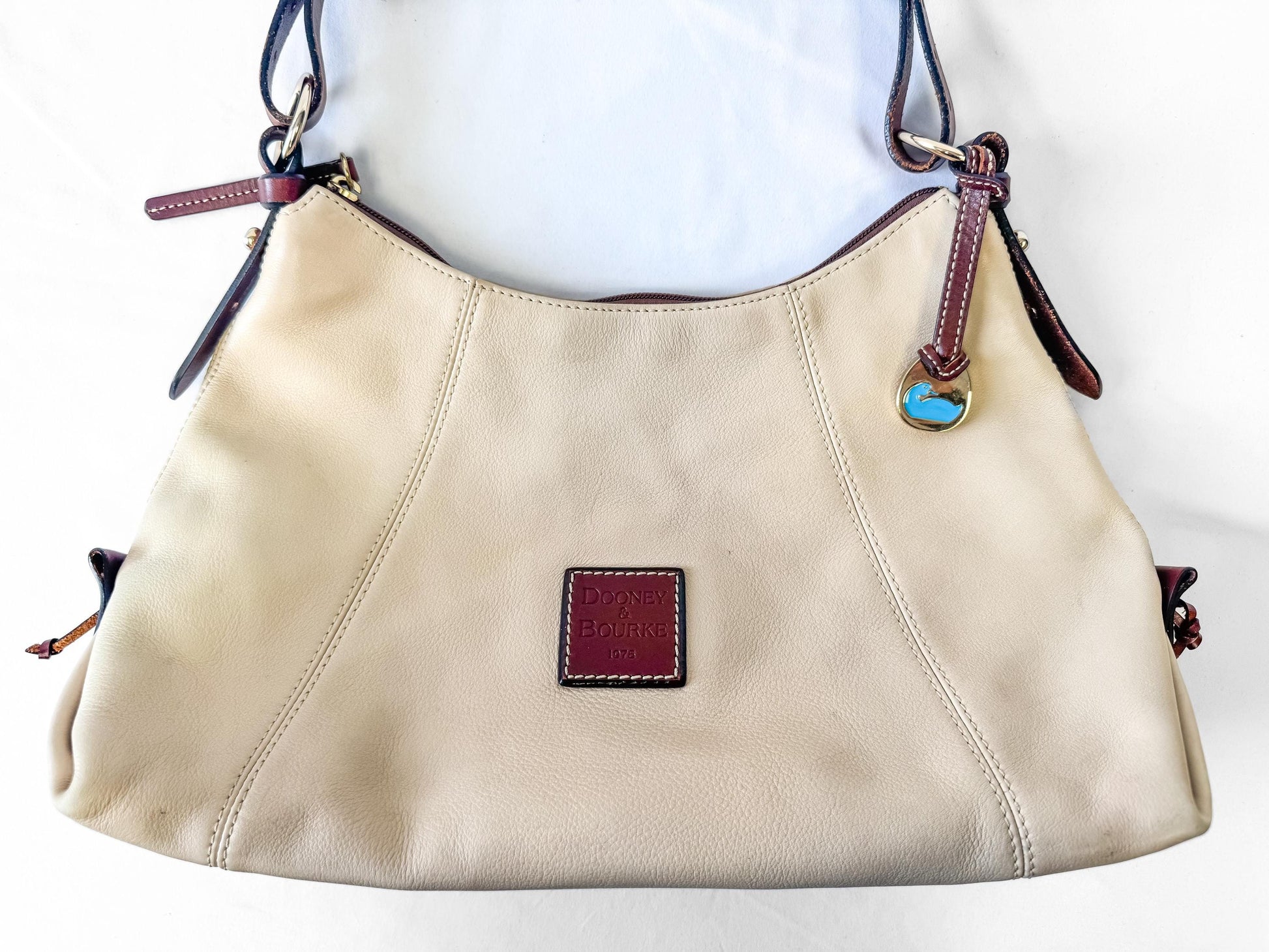 Dooney and Bourke Cream Off-White Hobo Leather Shoulder Bag