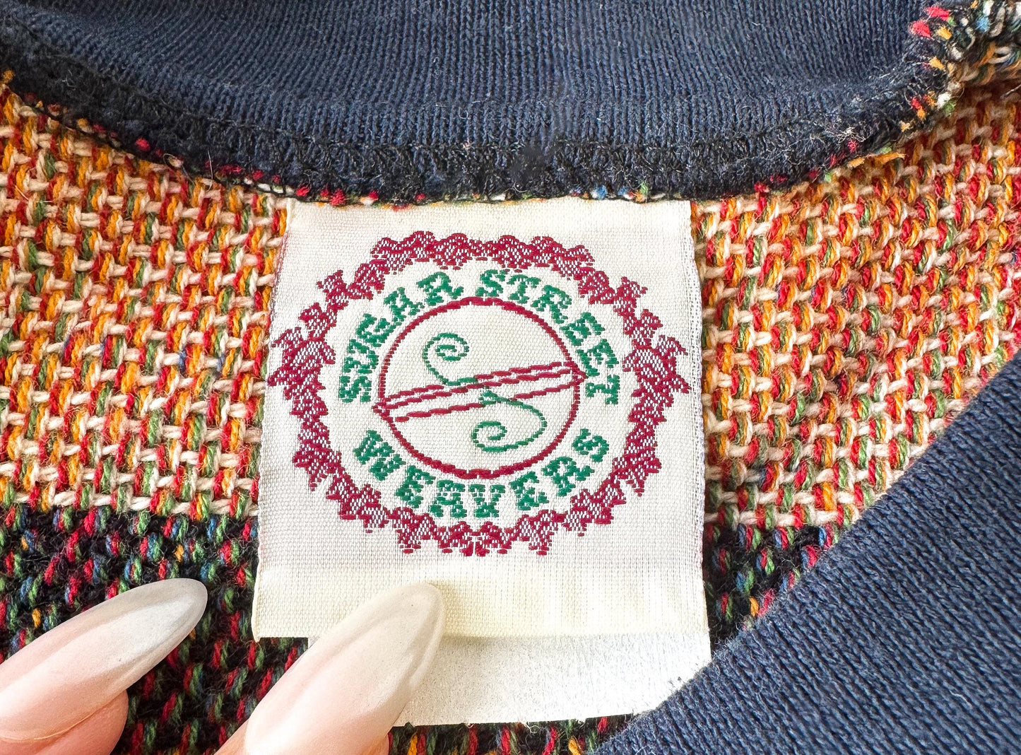 Vintage Sugar Street Weaves Americana Stars and Stripes Crewneck Sweater, Women's Sz. L