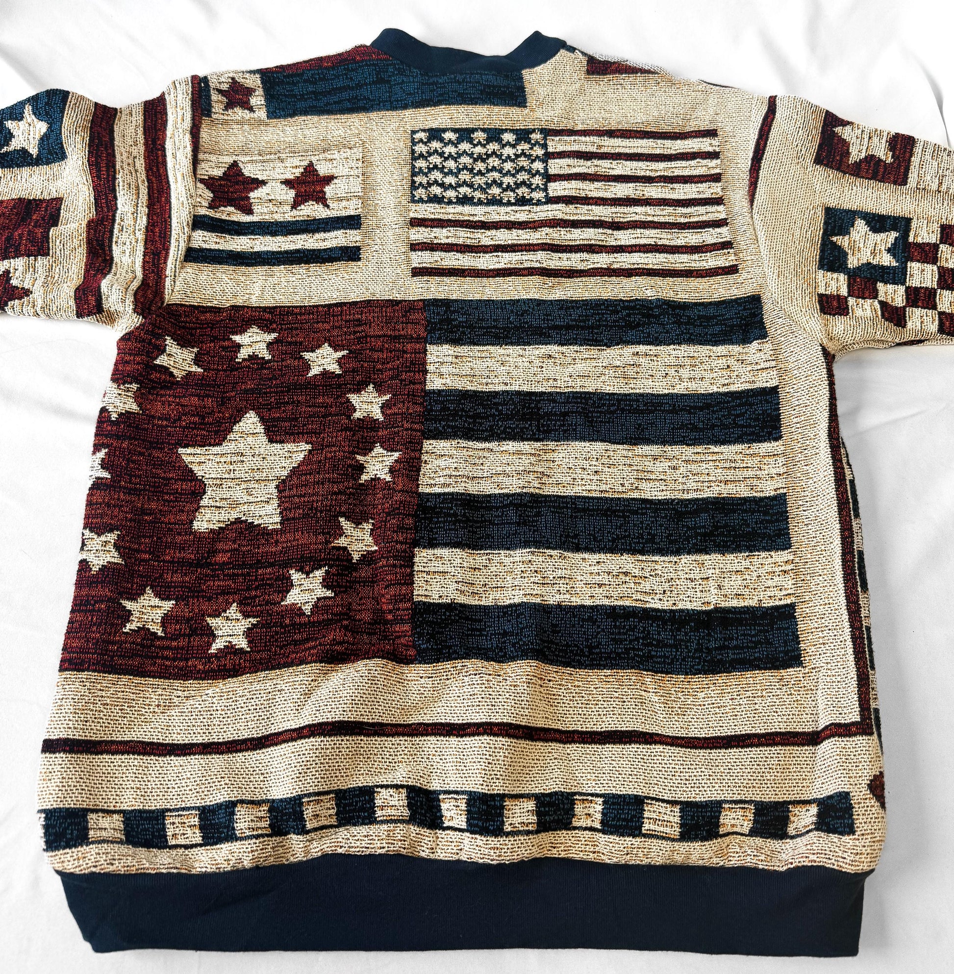 Vintage Sugar Street Weaves Americana Stars and Stripes Crewneck Sweater, Women's Sz. L