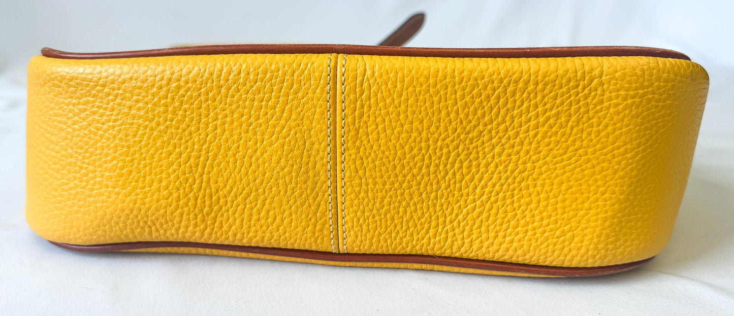 Dooney and Bourke Piper Yellow Pebbled Leather Crossbody Bag