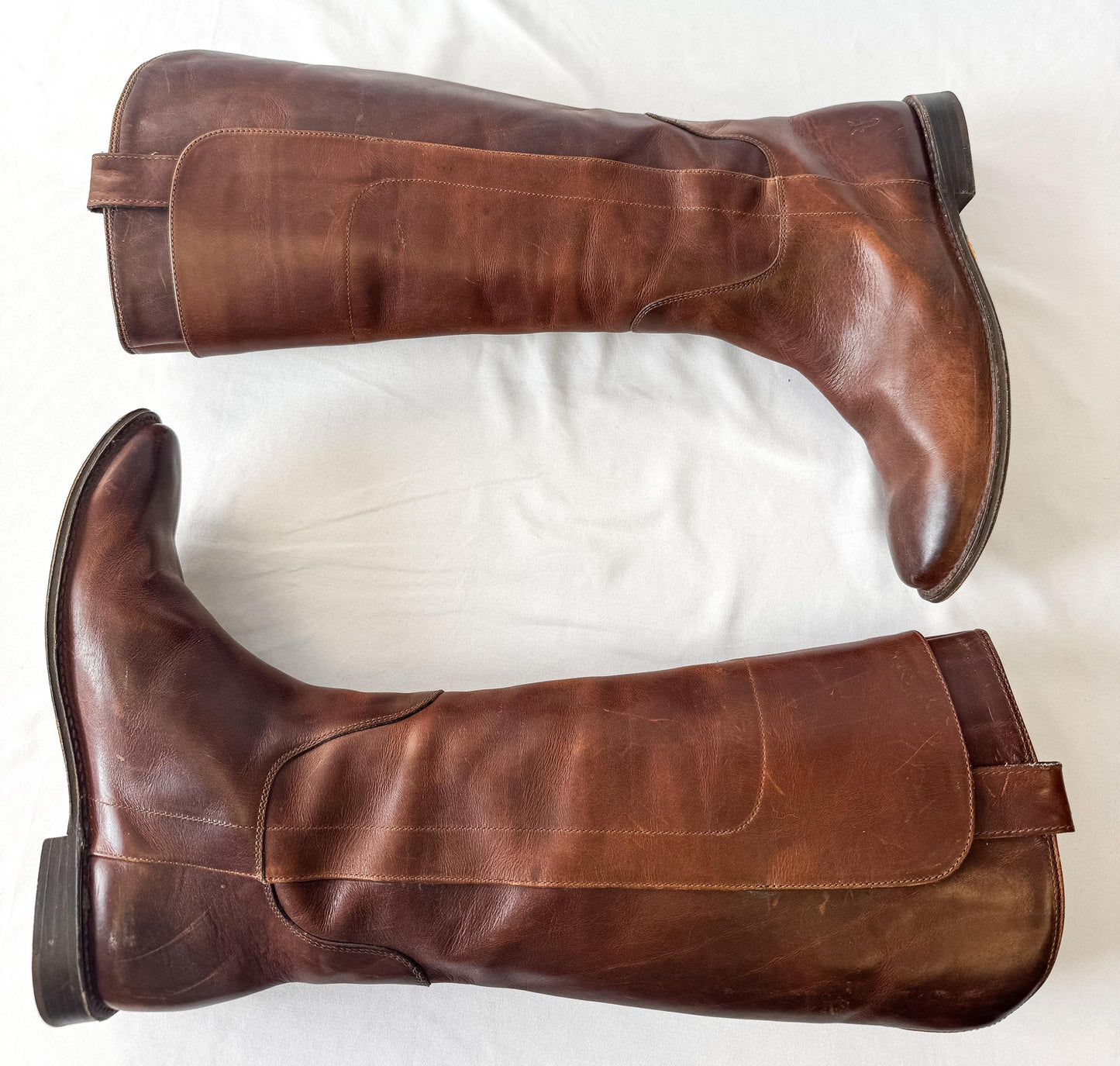 Frye Paige Cognac Brown Knee High Leather Boots, Style 4003, Women's Sz. 9B