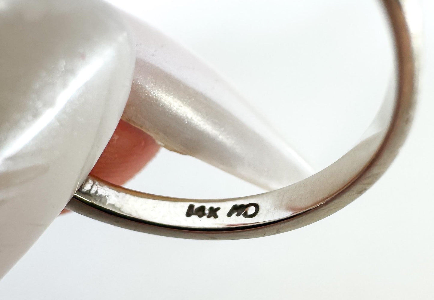 14K White Gold Three Stone Diamond Ring, Sz. 5, Simple Dainty Minimalist Stackable Ring