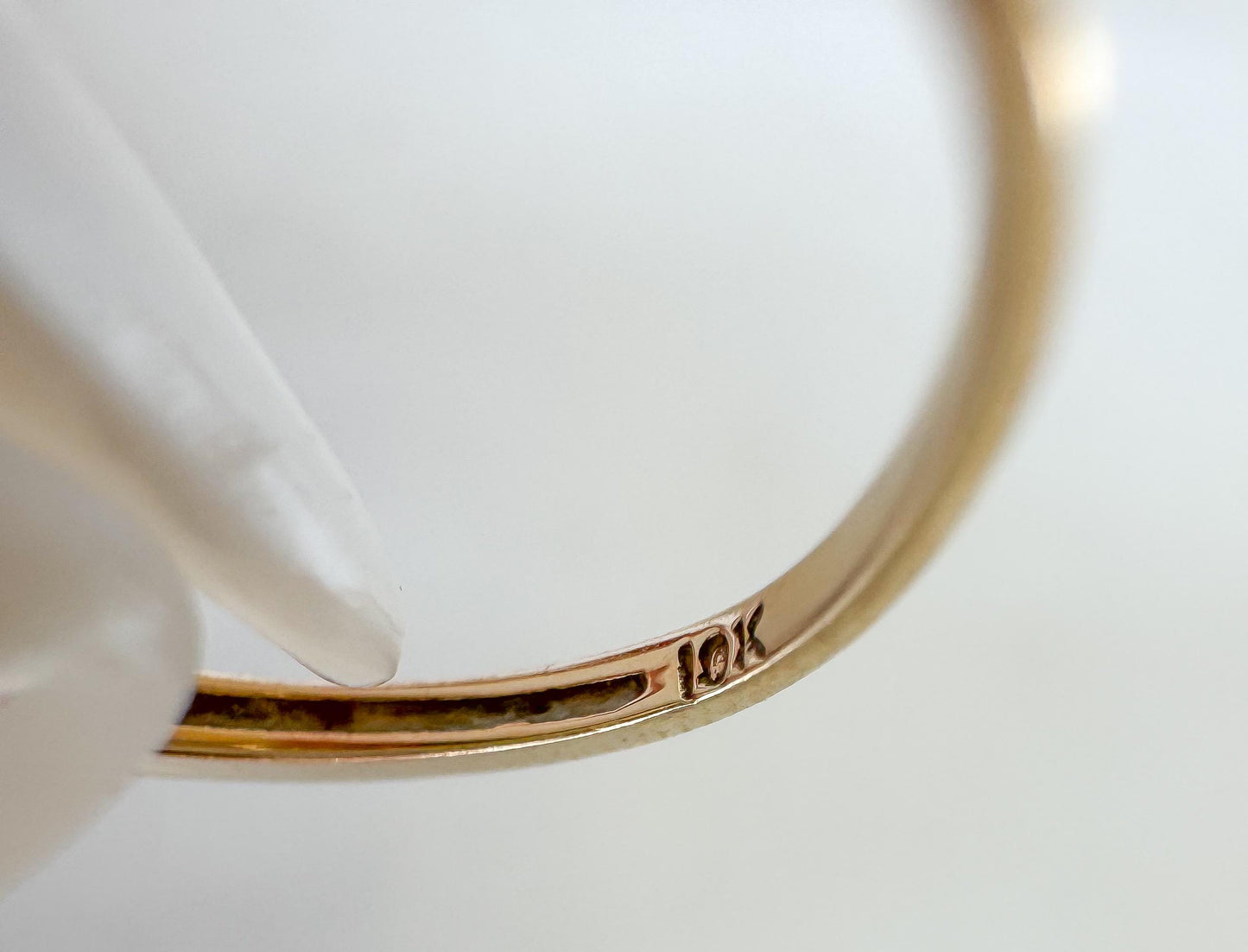 Vintage 10K Yellow Gold Emerald Heart Diamond Ring, Sz. 7, Dainty Simple Minimalist Ring
