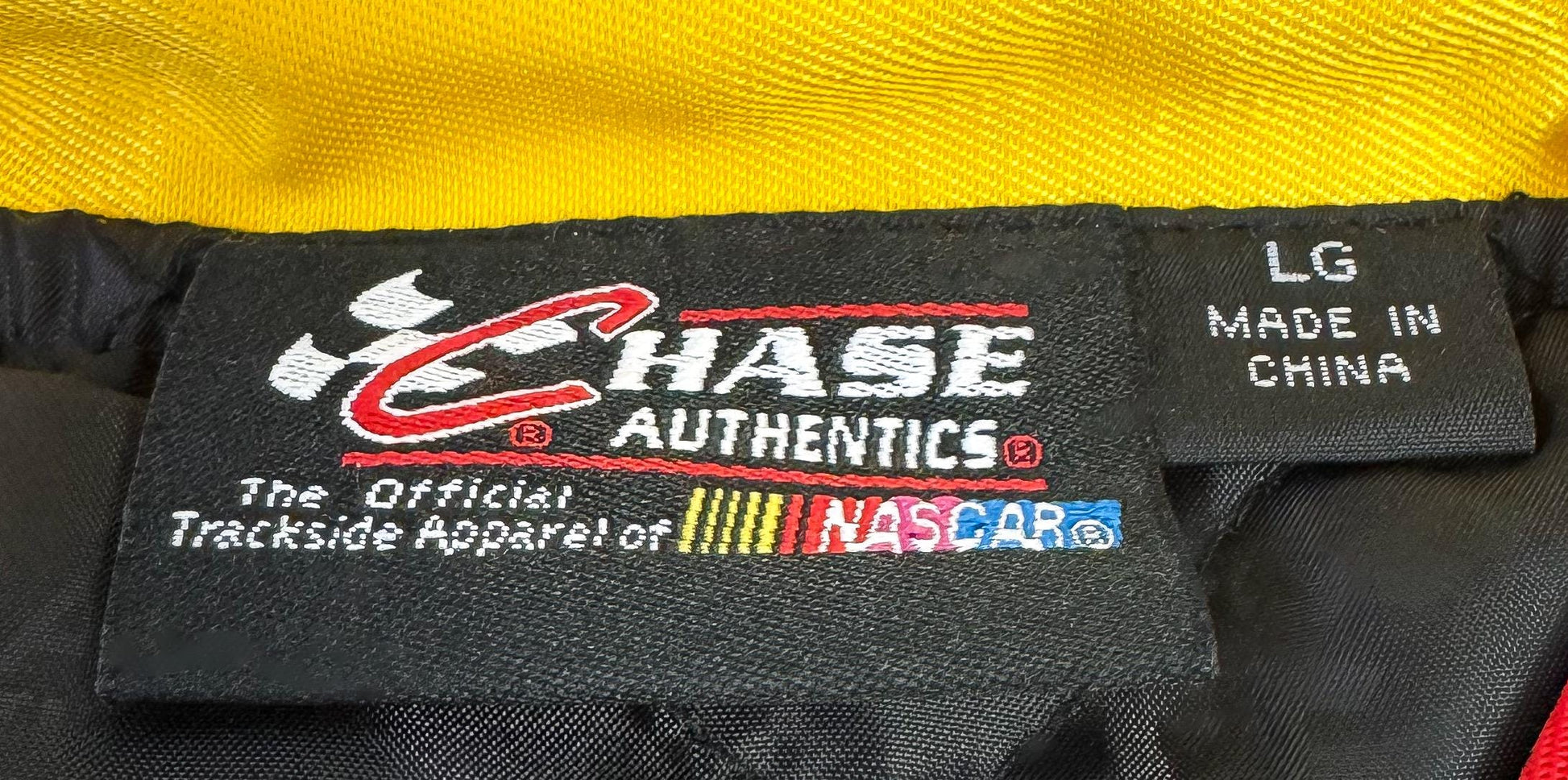 Chase Authentics Caterpillar Yellow Black Racing Jacket, Men's Sz. L, Vintage NASCAR Unisex Racing Jacket