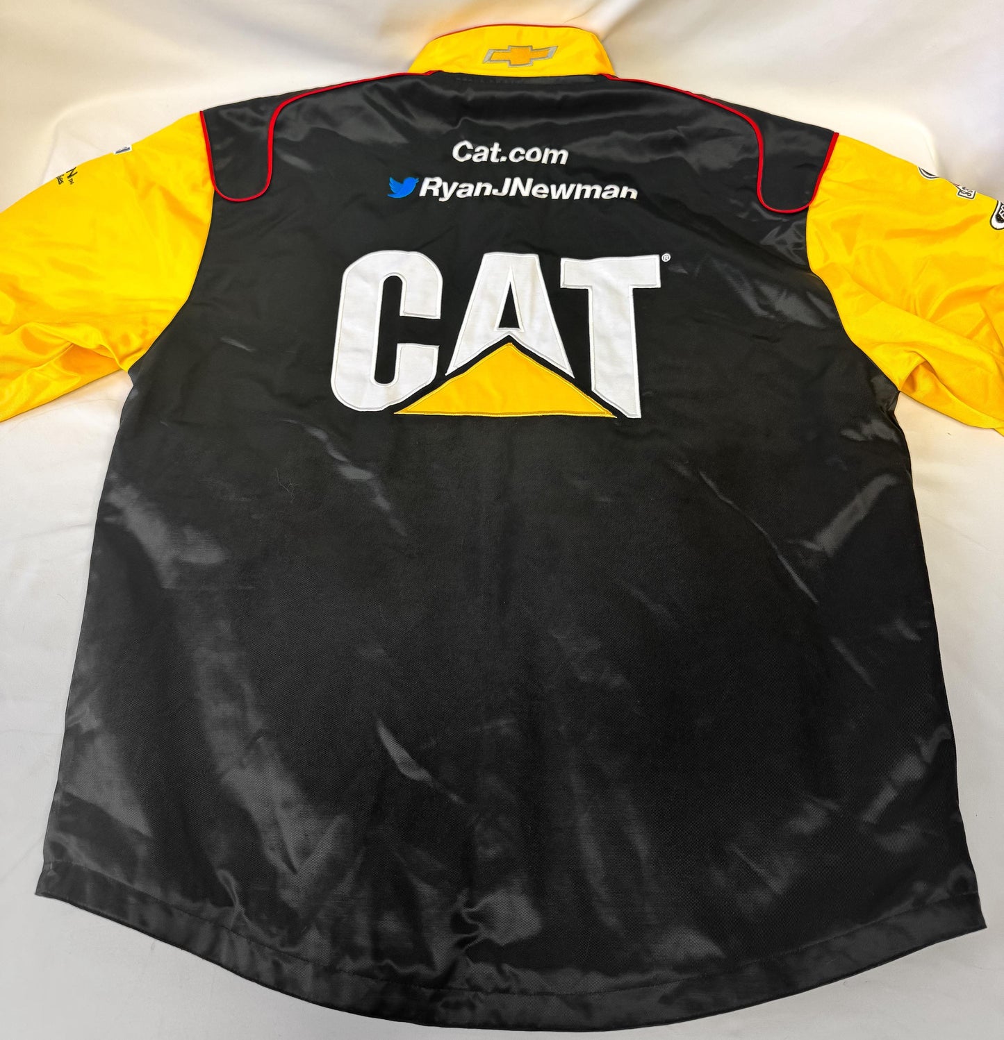 Chase Authentics Caterpillar Yellow Black Racing Jacket, Men's Sz. L, Vintage NASCAR Unisex Racing Jacket