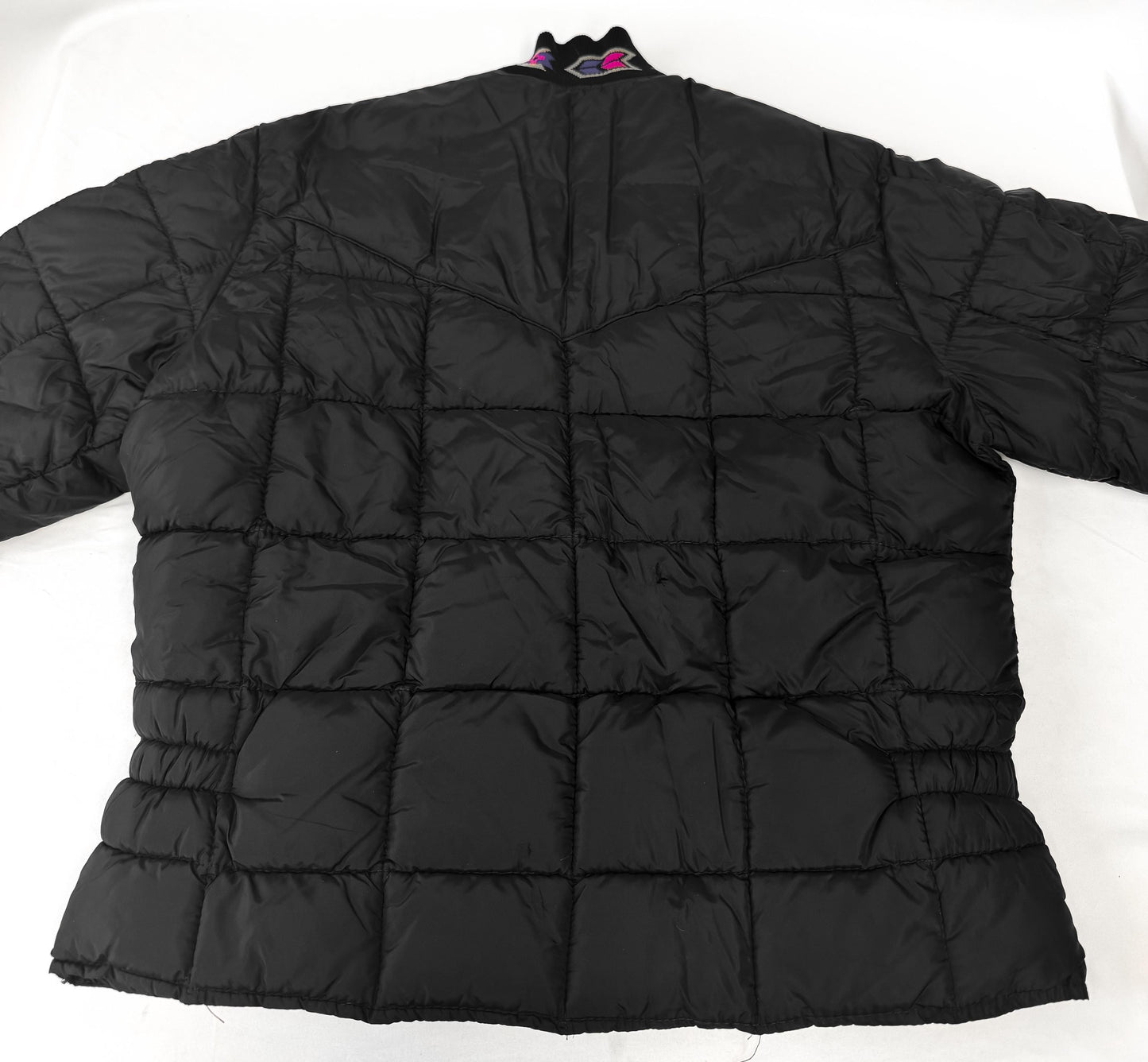 Vintage 90s Walls Black Aztec Southwest Accent Puffer Jacket, Approx. Women's Sz. S, Vintage Western Coat