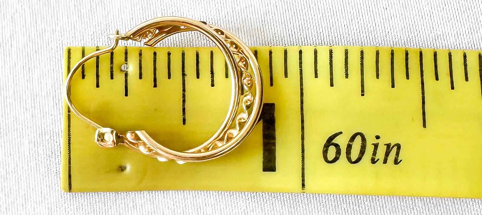 Vintage 10K Yellow Gold Twisted Double Hollow Hoop Earrings, Simple Unique Dainty Minimalist Earrings