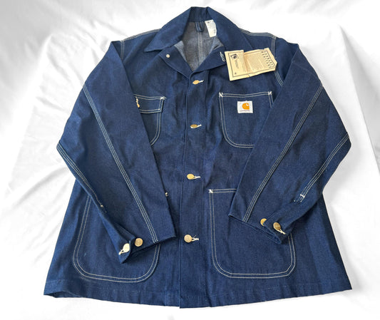 90s Deadstock Carhartt Dark Wash Denim Chore Jacket, Approx. Men's Sz. XL