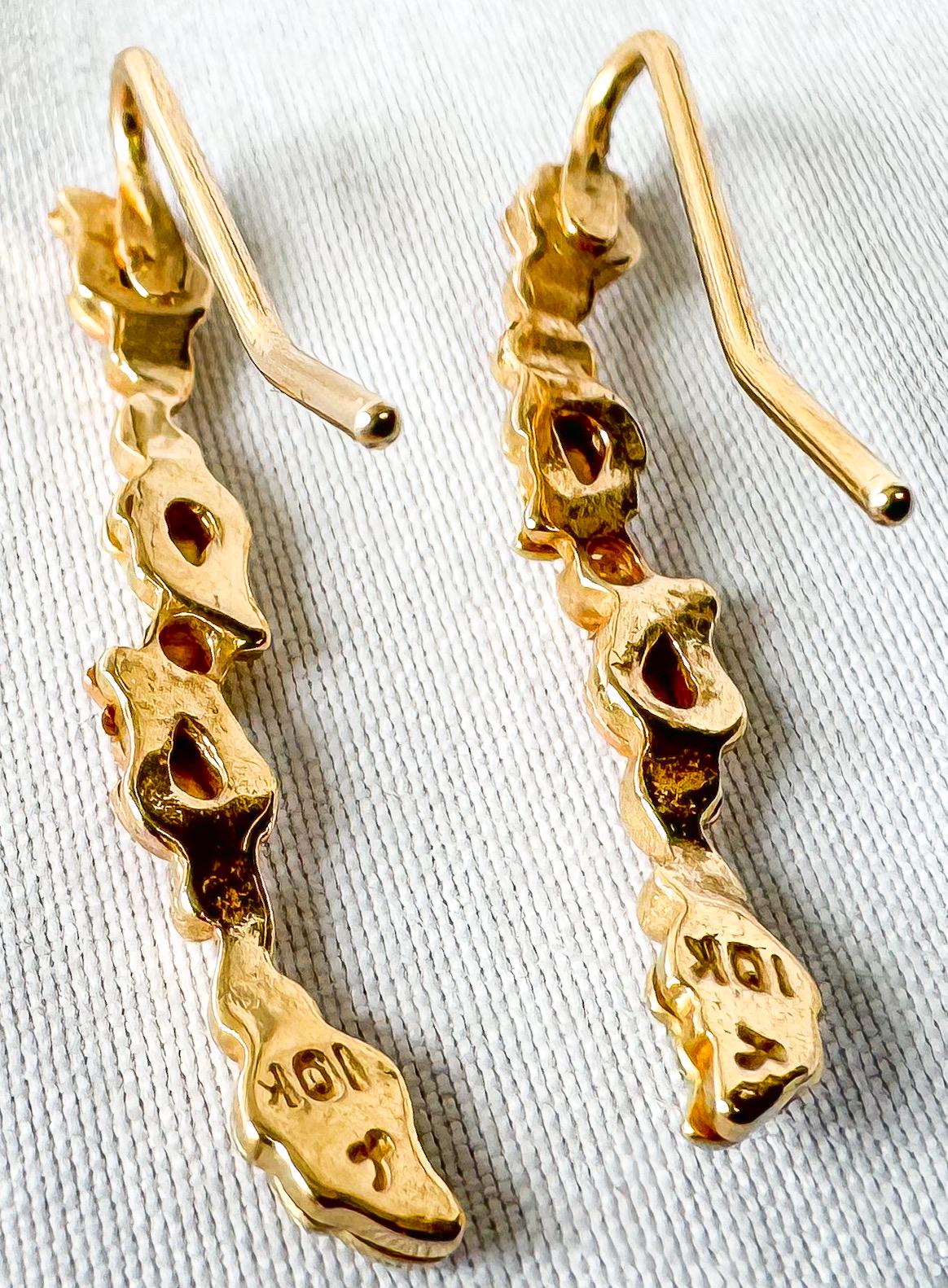 Vintage 10K Landstrom's Black Hills Gold Leaf Dangle Earrings