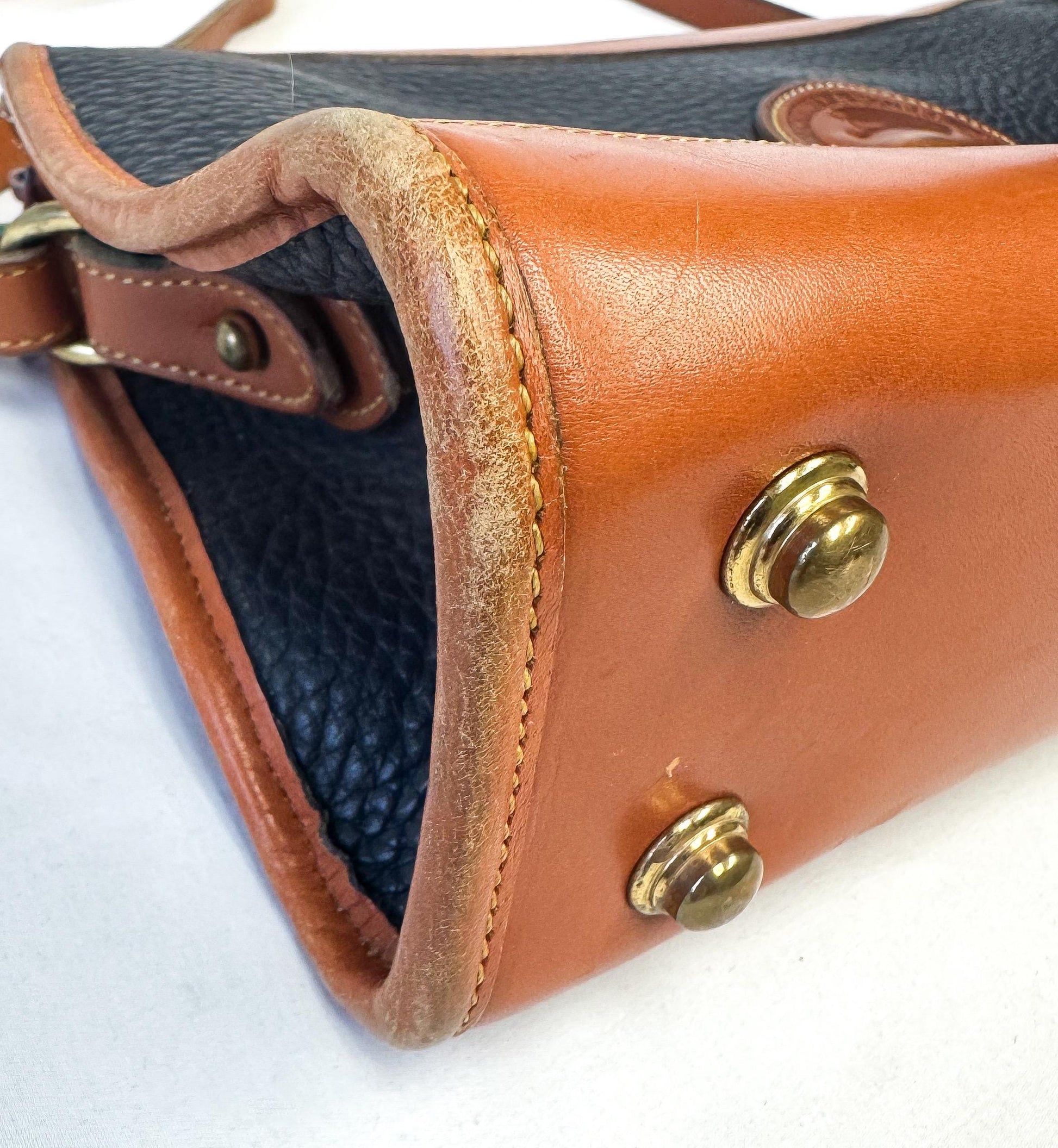 Vintage 90s Dooney and Bourke All Weather Dark Navy Pebbled Leather Crossbody