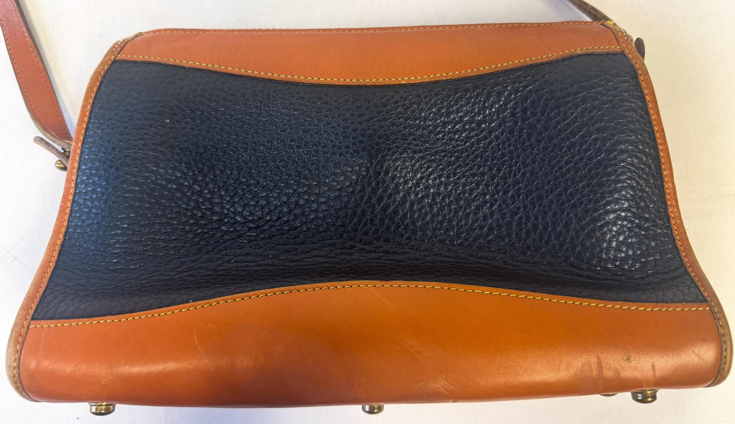Vintage 90s Dooney and Bourke All Weather Dark Navy Pebbled Leather Crossbody