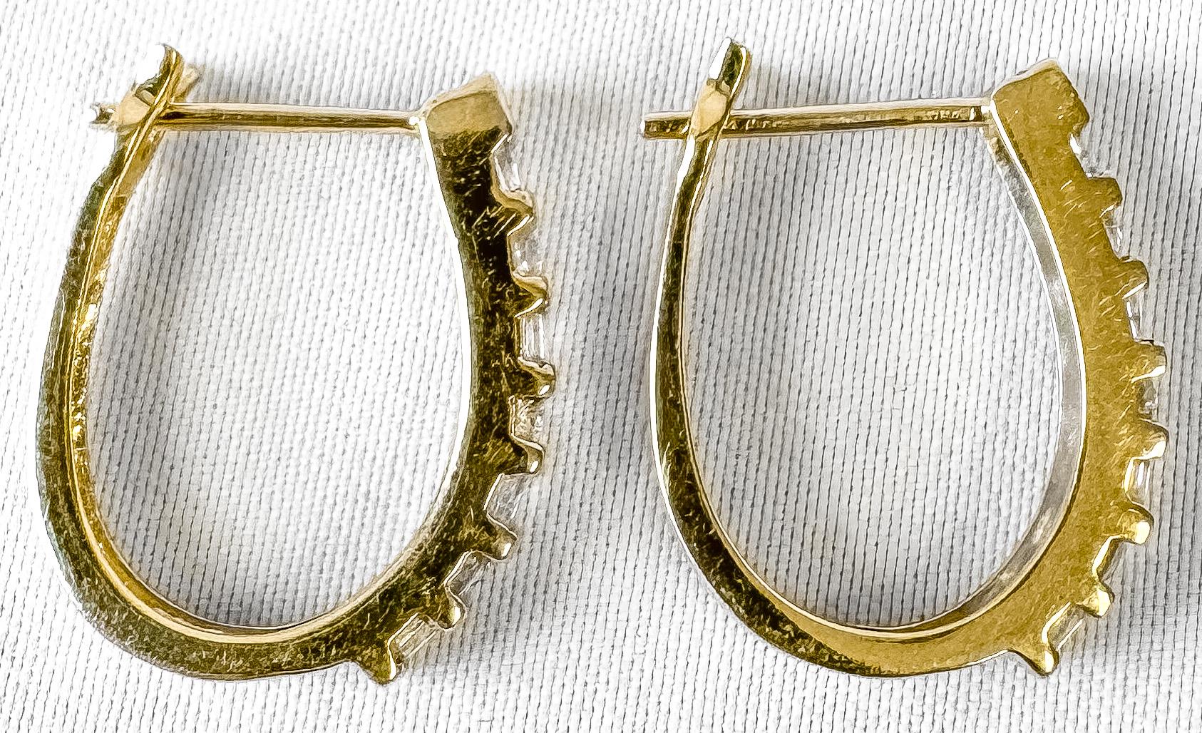 Vintage 10K Yellow Gold Diamond Hoop Earrings, Simple Elegant Minimalist Everyday Hoop Earrings