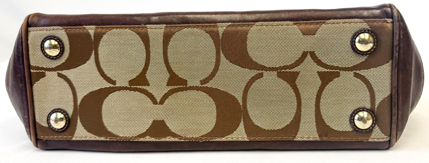 Y2K 00s Coach Hampton Madeline Signature Beige Brown Satchel Top Handle Shoulder Bag, Style 11557