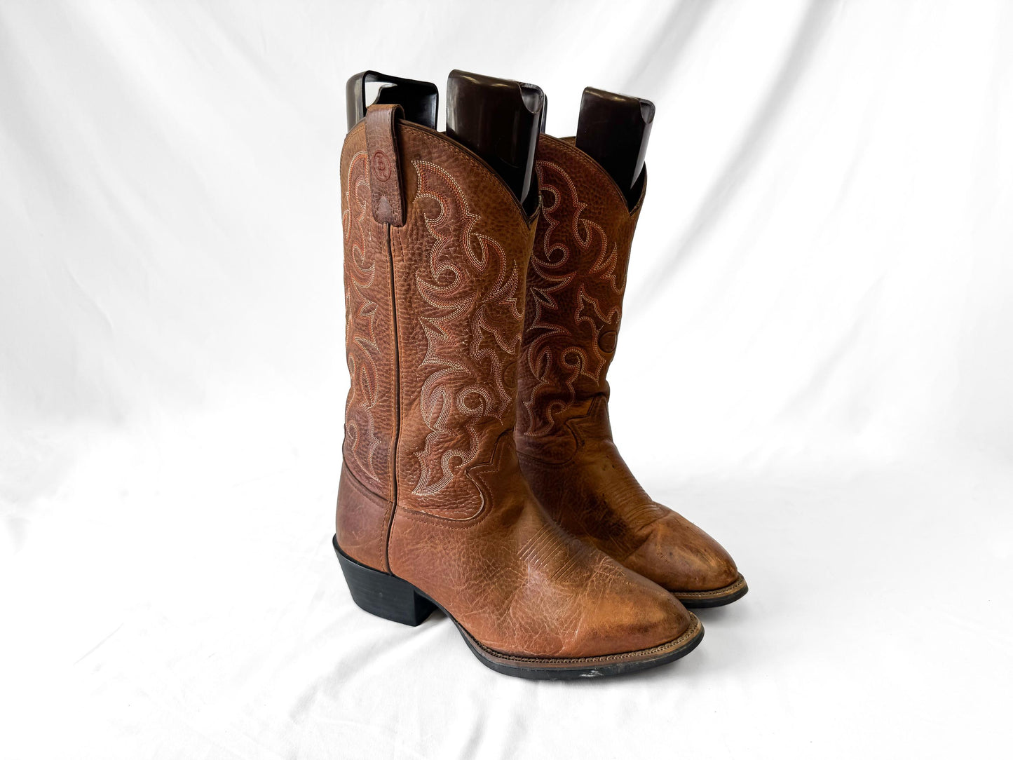Tony Lama Buckaroo RR4000 Brown Leather Embroidered Cowboy Boots, Men's Sz. 8EE, Unisex Western Festival Boots