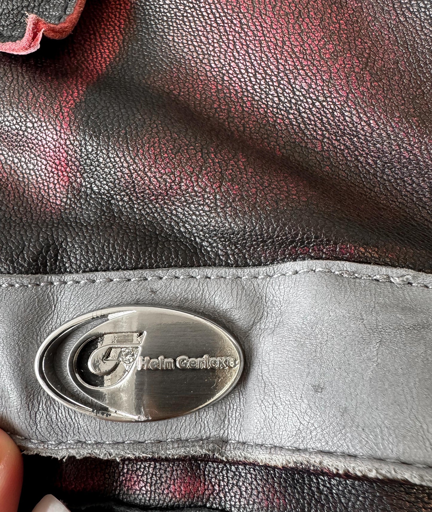 Vintage Hein Gericke Red/Pink Black Distressed Leather Jacket, Approx. Women's Sz. M