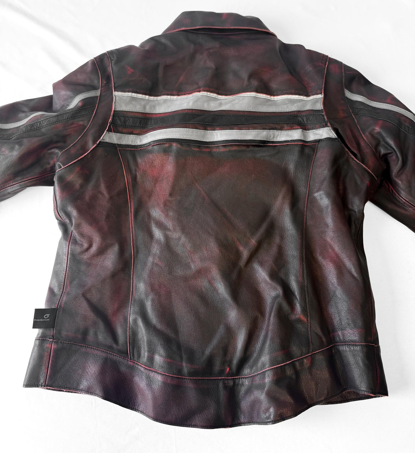 Vintage Hein Gericke Red/Pink Black Distressed Leather Jacket, Approx. Women's Sz. M