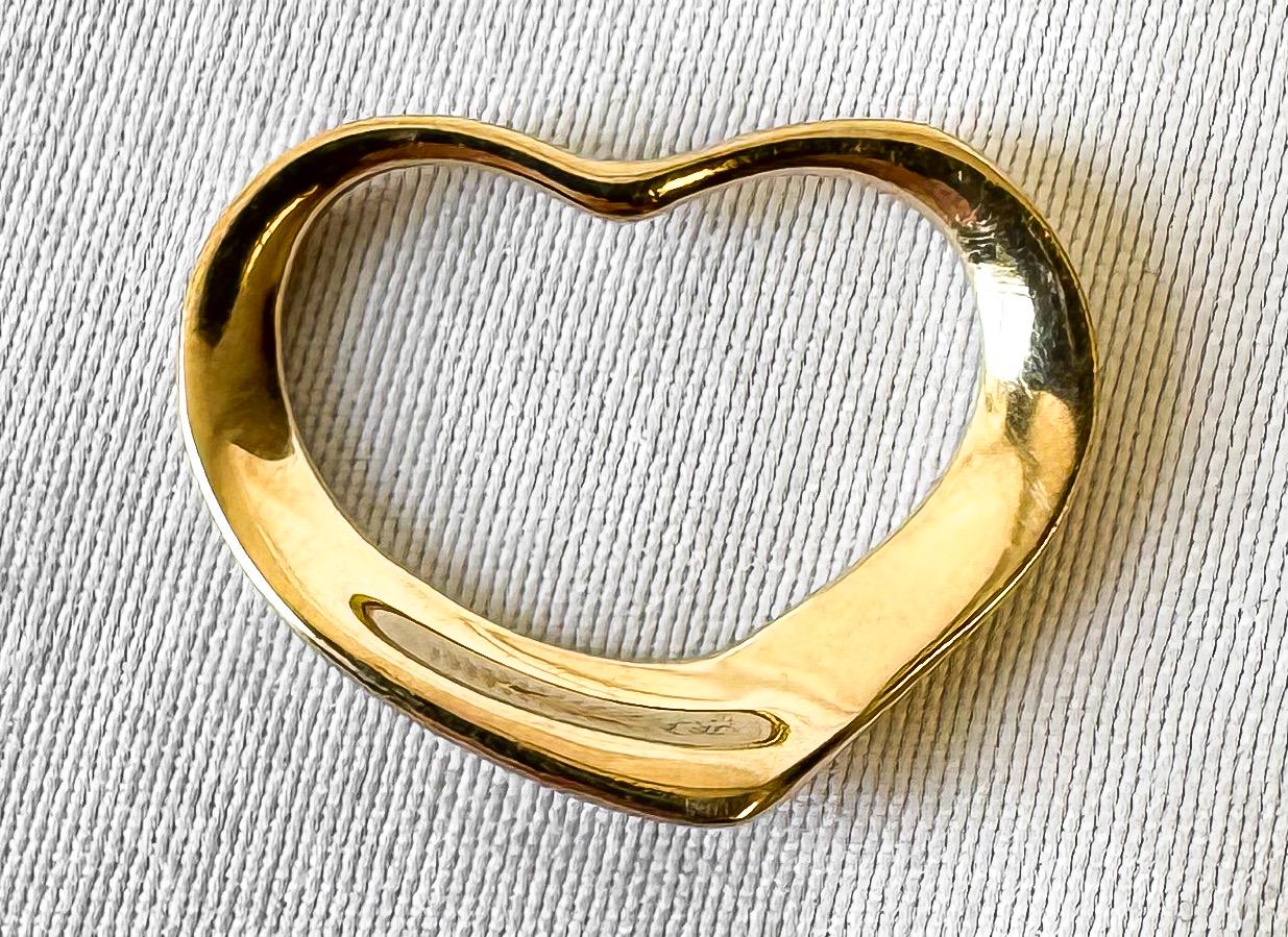 Vintage 14K Yellow Gold Mini Asymmetrical Open Floating Heart Pendant, Roughly .5 Inches, Simple Dainty Everyday Minimalist Pendant