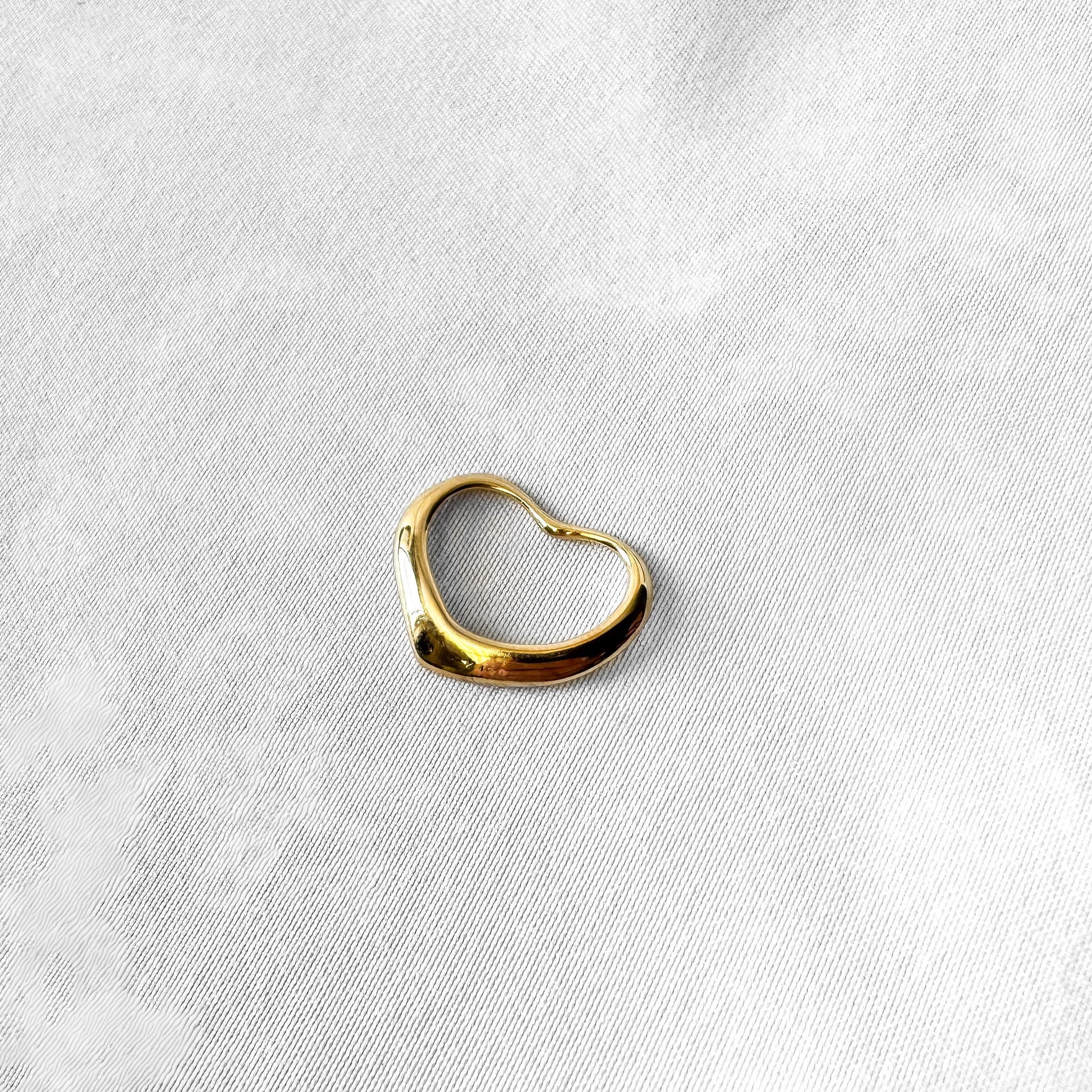 Vintage 14K Yellow Gold Mini Asymmetrical Open Floating Heart Pendant, Roughly .5 Inches, Simple Dainty Everyday Minimalist Pendant