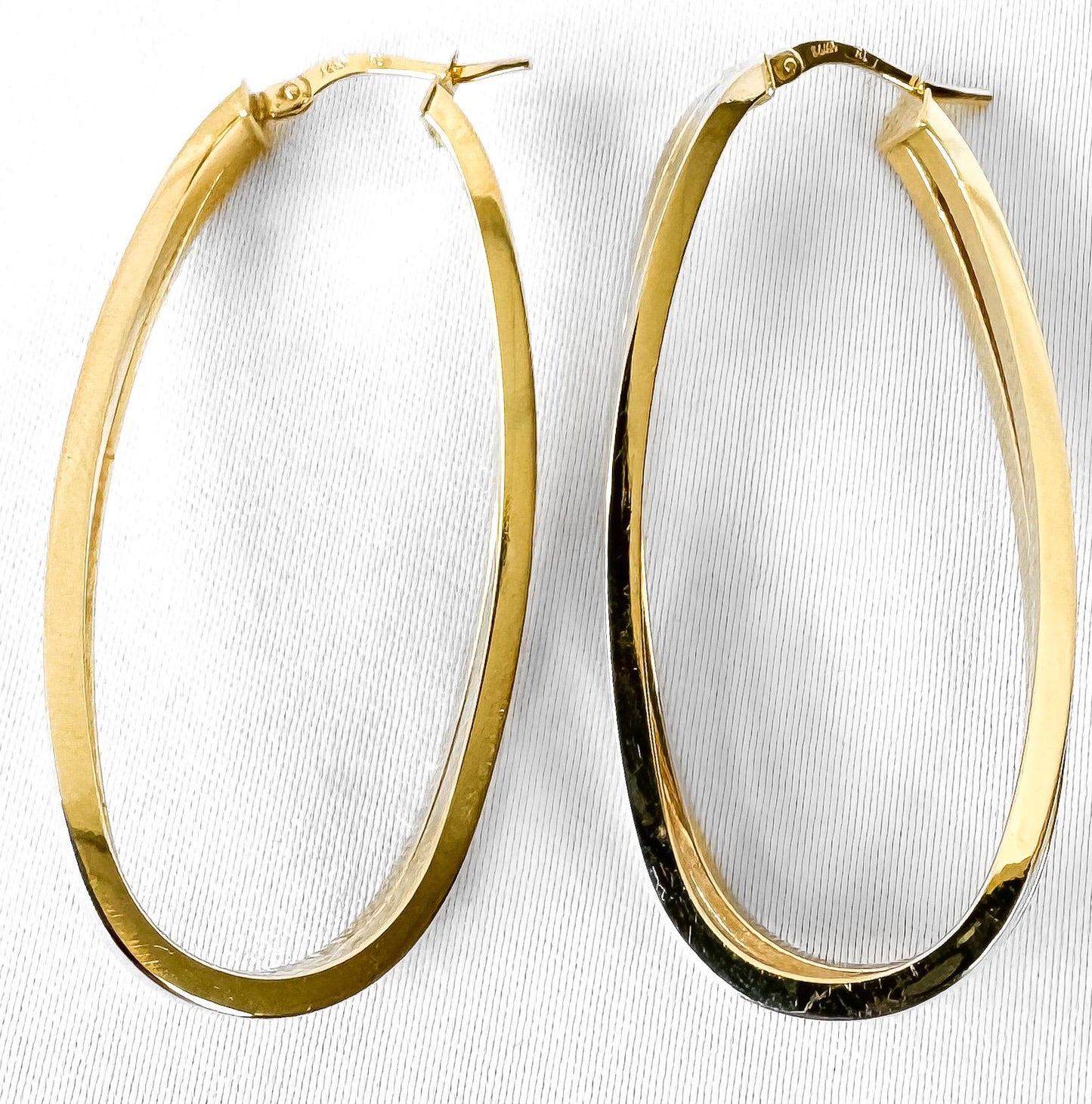 Vintage 14K Yellow Gold Double Oblong Twisted Hoop Earrings, Approximately 1.75 Inches, Unique Elegant Simple Minimalist Hoops