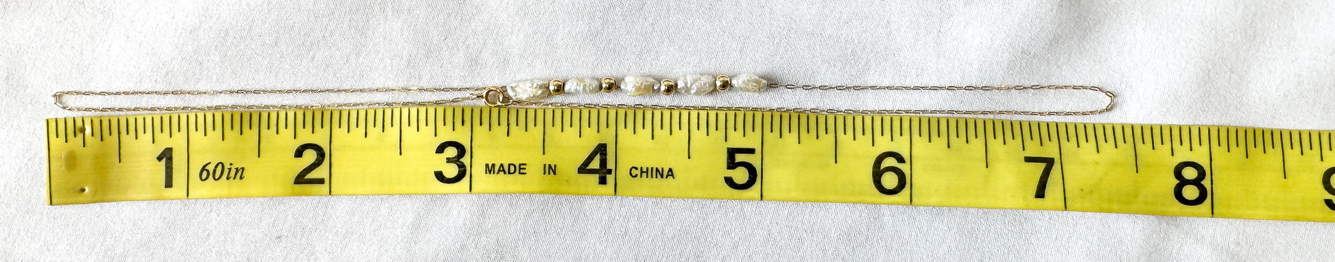 Vintage 14K Yellow Gold Baroque Freshwater Pearl Round Bead Choker Necklace Roughly 15" Dainty Lightweight Beachy Coastal Layering Necklace