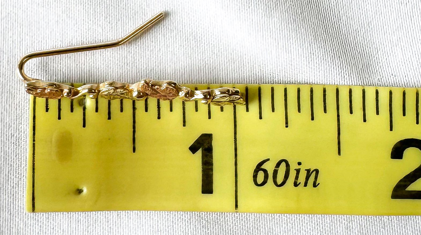 Vintage 10K Landstrom's Black Hills Gold Leaf Dangle Earrings
