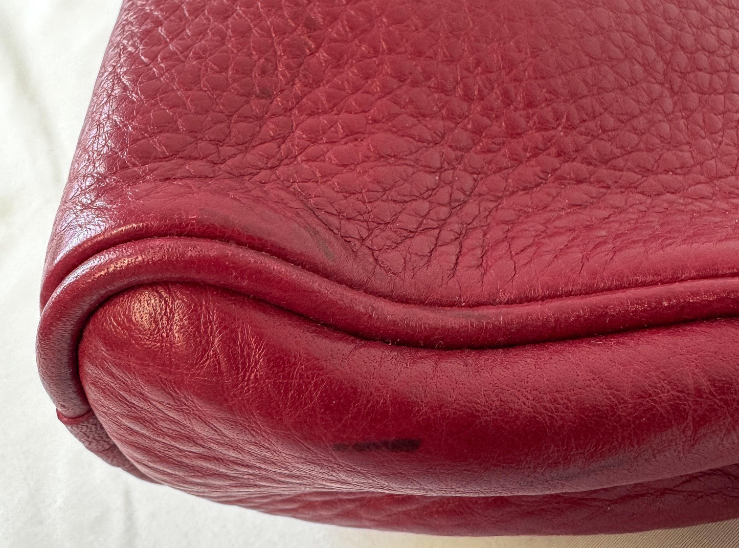 Dooney and Bourke Red Leather Pebble Grain Barrel Mini Bag